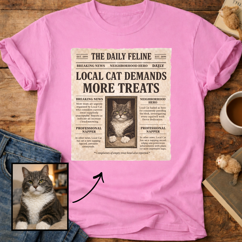 Personalized Custom Cat Newspaper T-Shirt