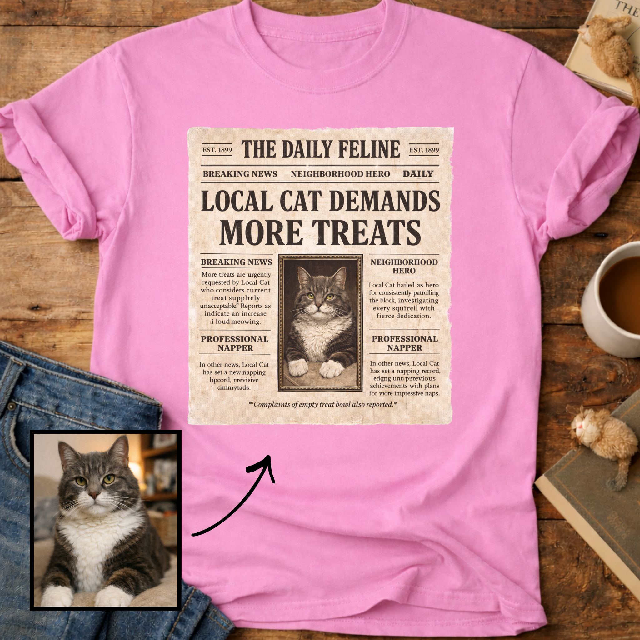 Personalized Custom Cat Newspaper T-Shirt