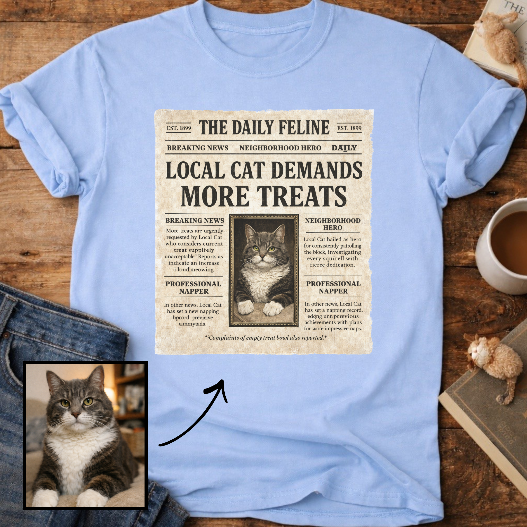 Personalized Custom Cat Newspaper T-Shirt