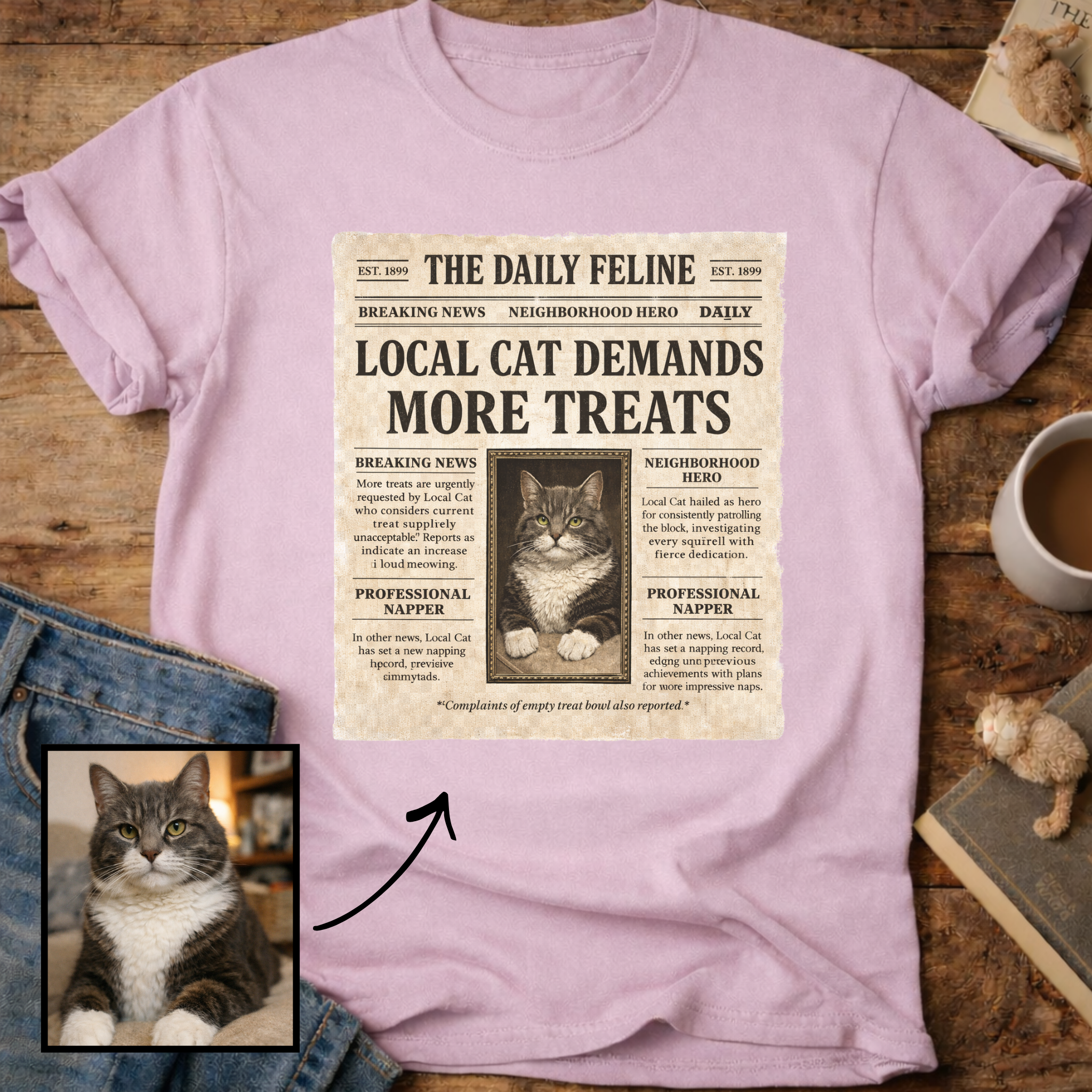 Personalized Custom Cat Newspaper T-Shirt