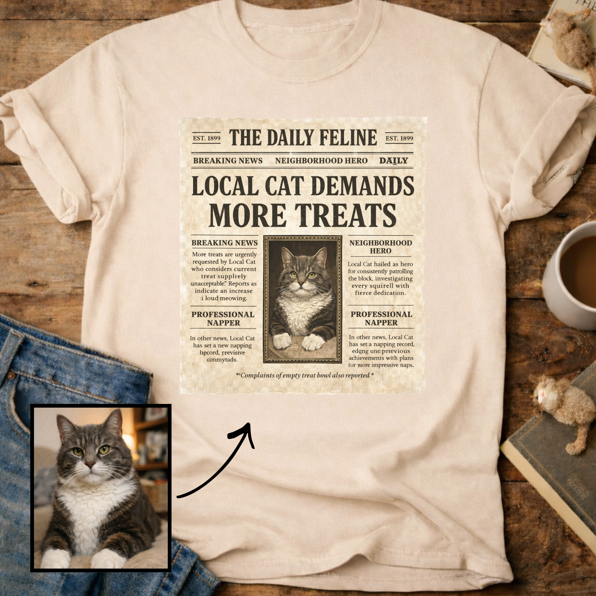 Personalized Custom Cat Newspaper T-Shirt