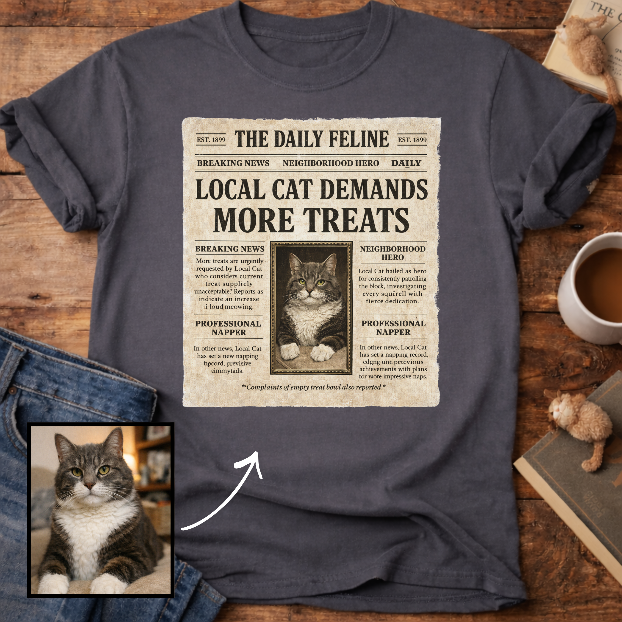 Personalized Custom Cat Newspaper T-Shirt