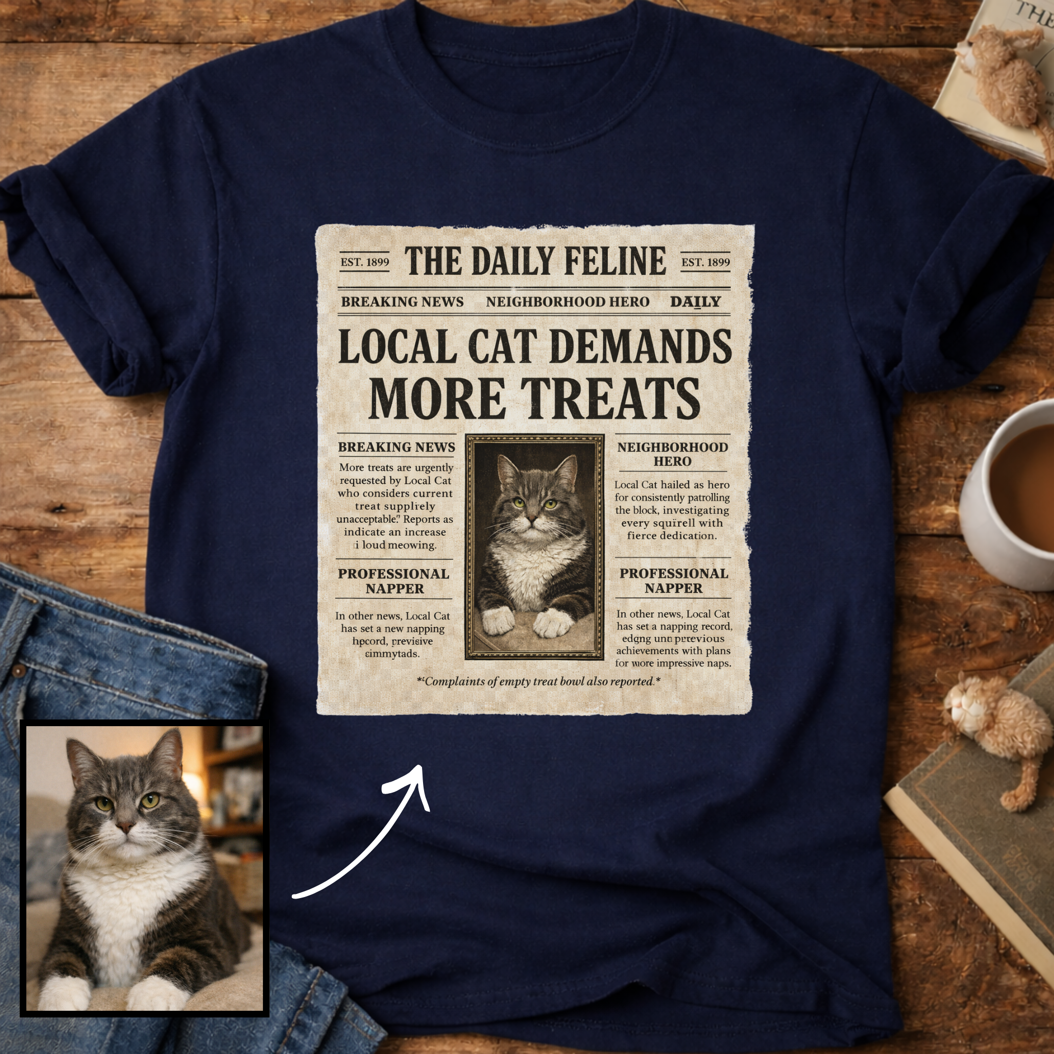 Personalized Custom Cat Newspaper T-Shirt