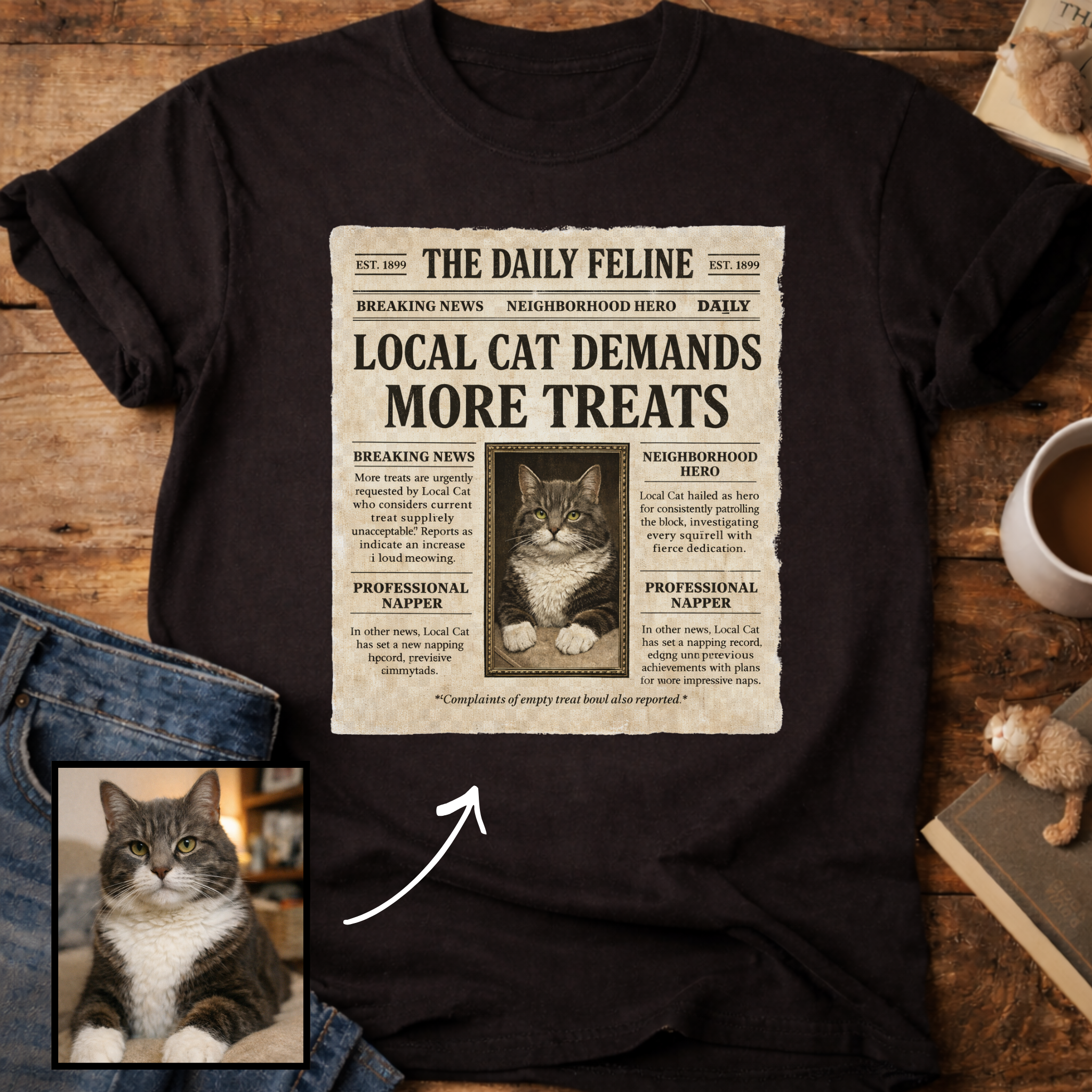 Personalized Custom Cat Newspaper T-Shirt