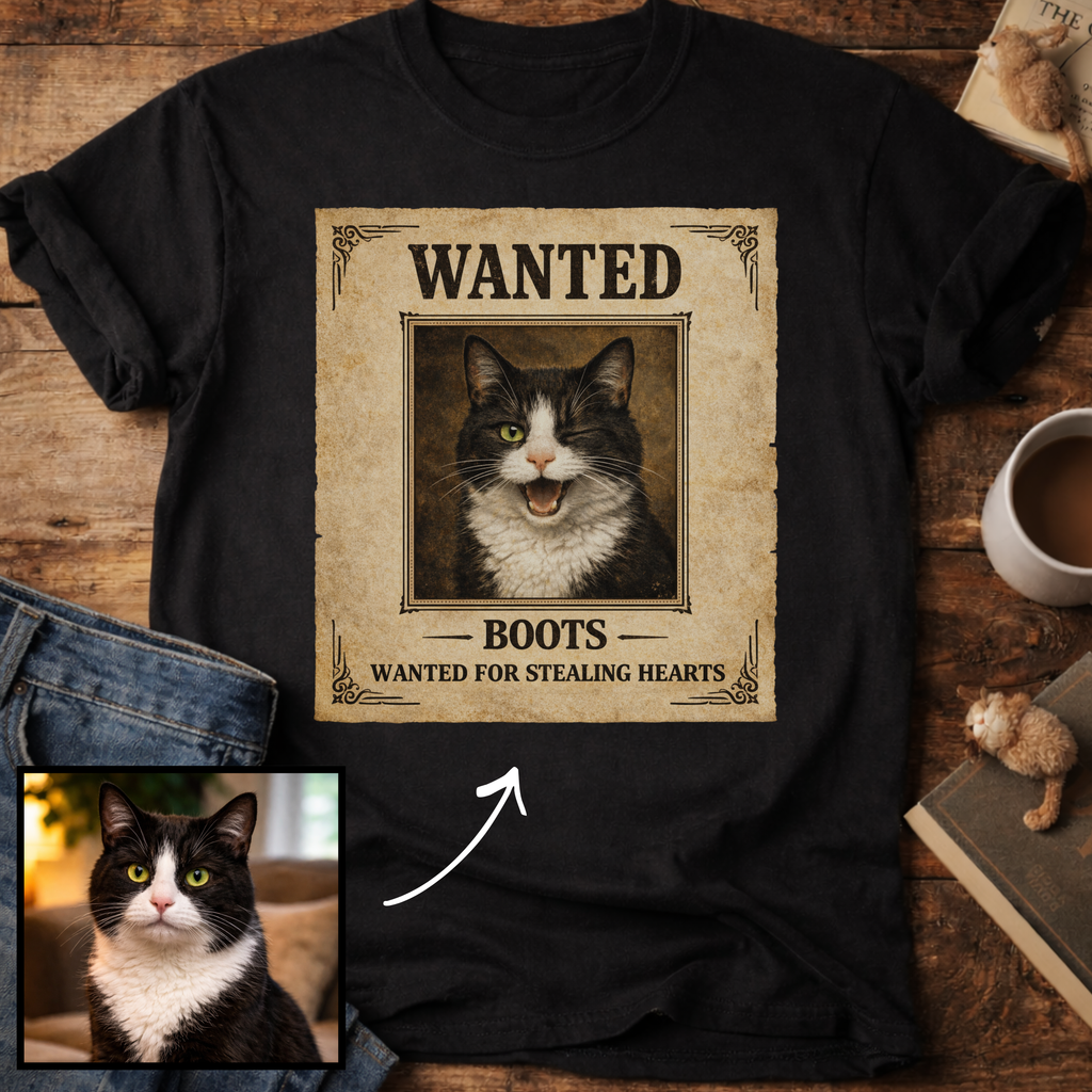 Personalized Wanted Cat T-Shirt