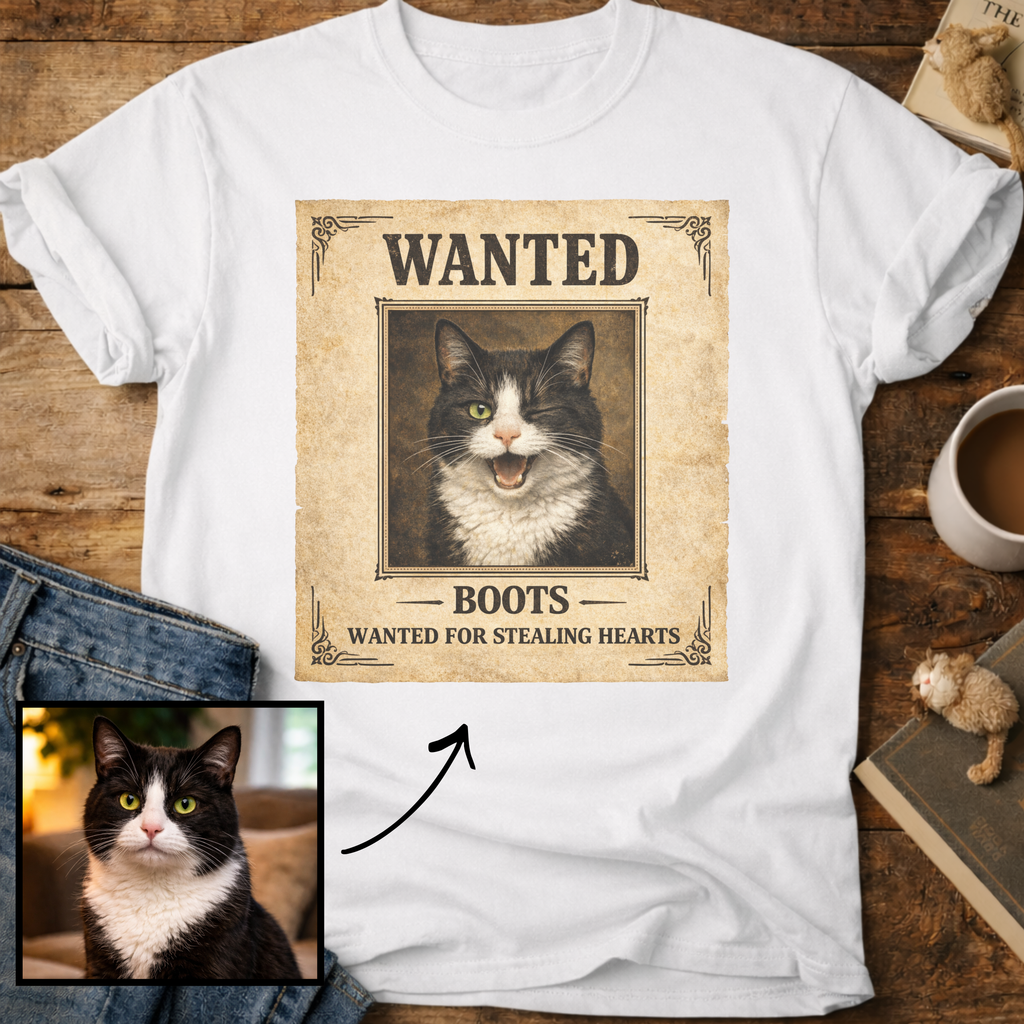 Personalized Wanted Cat T-Shirt