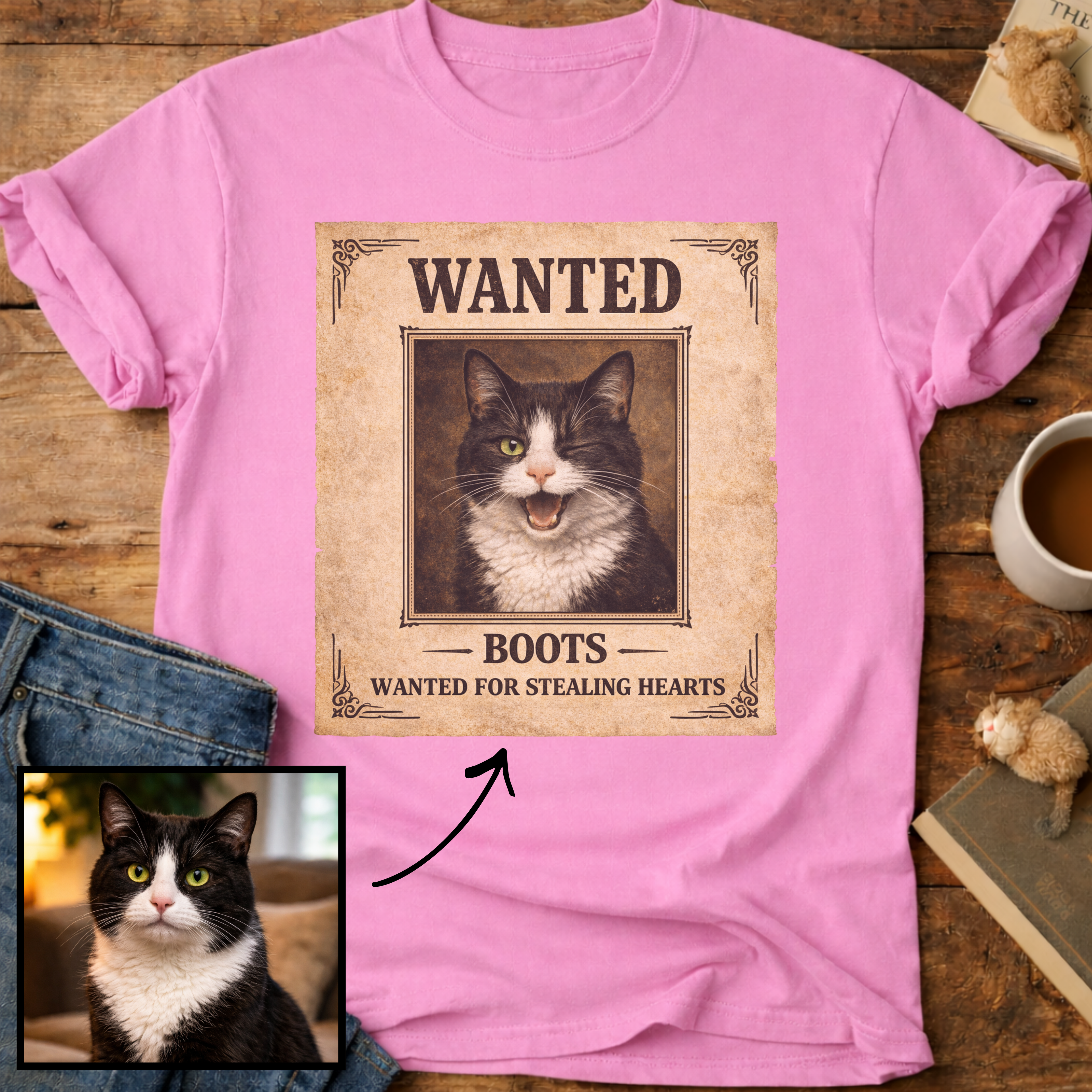 Personalized Wanted Cat T-Shirt