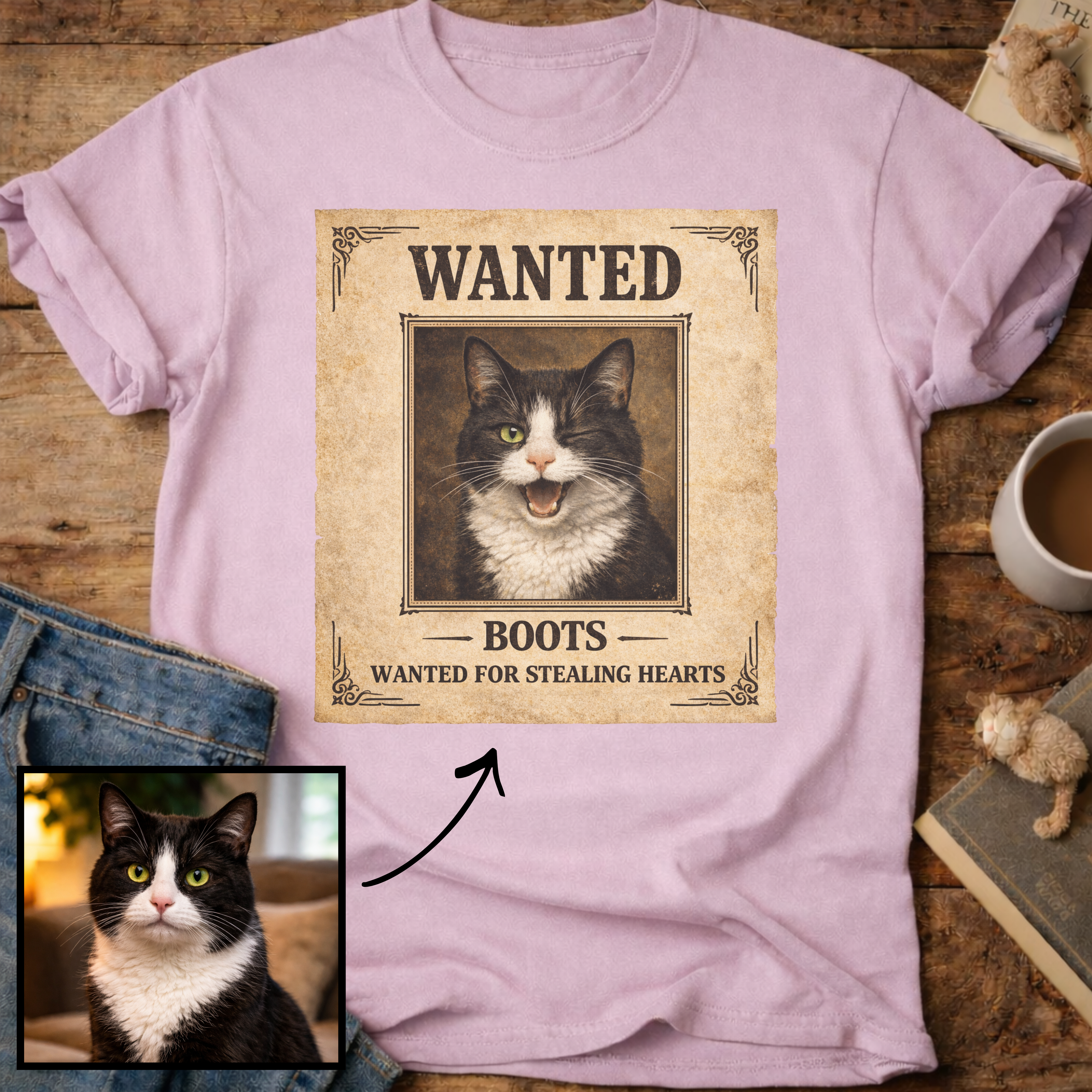 Personalized Wanted Cat T-Shirt