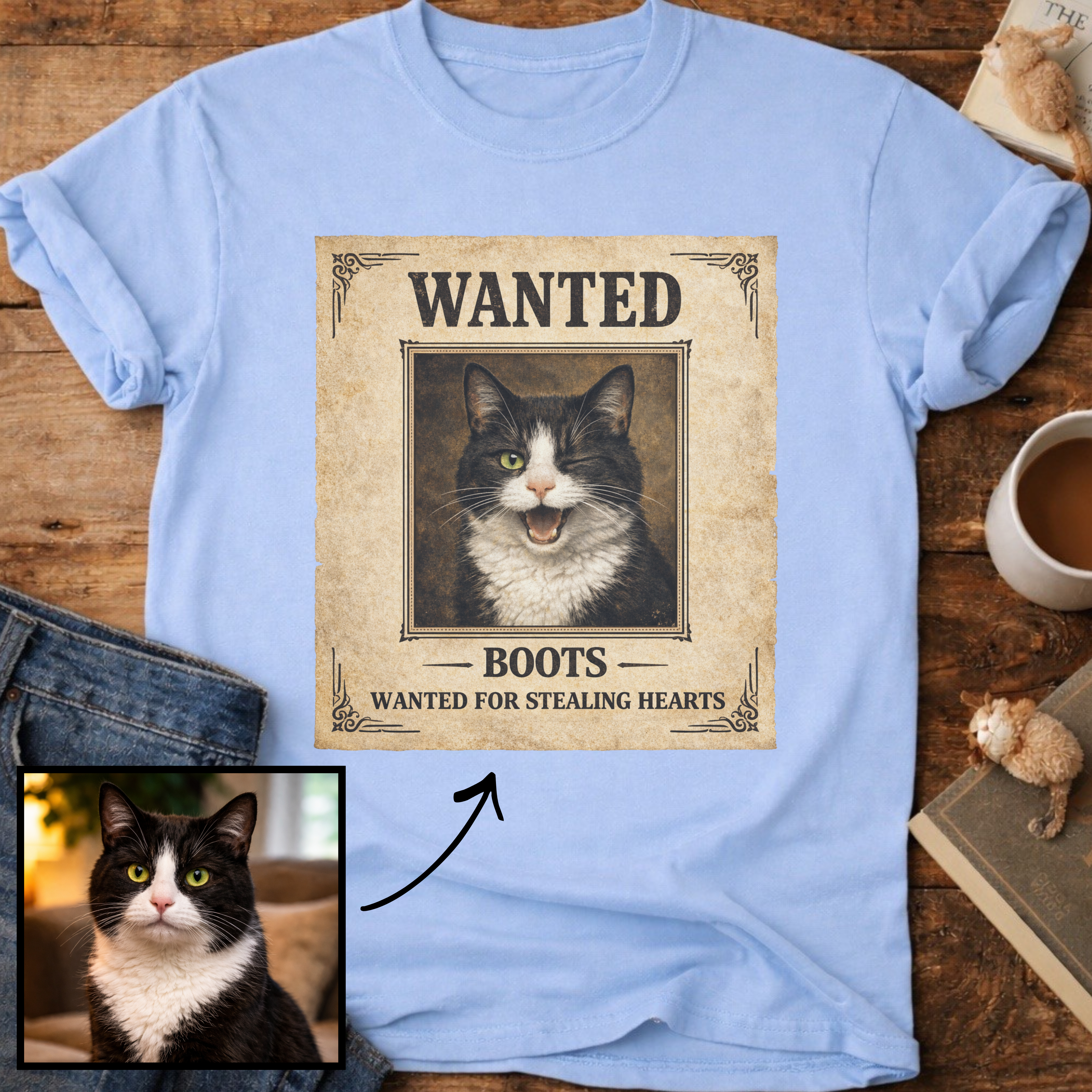 Personalized Wanted Cat T-Shirt