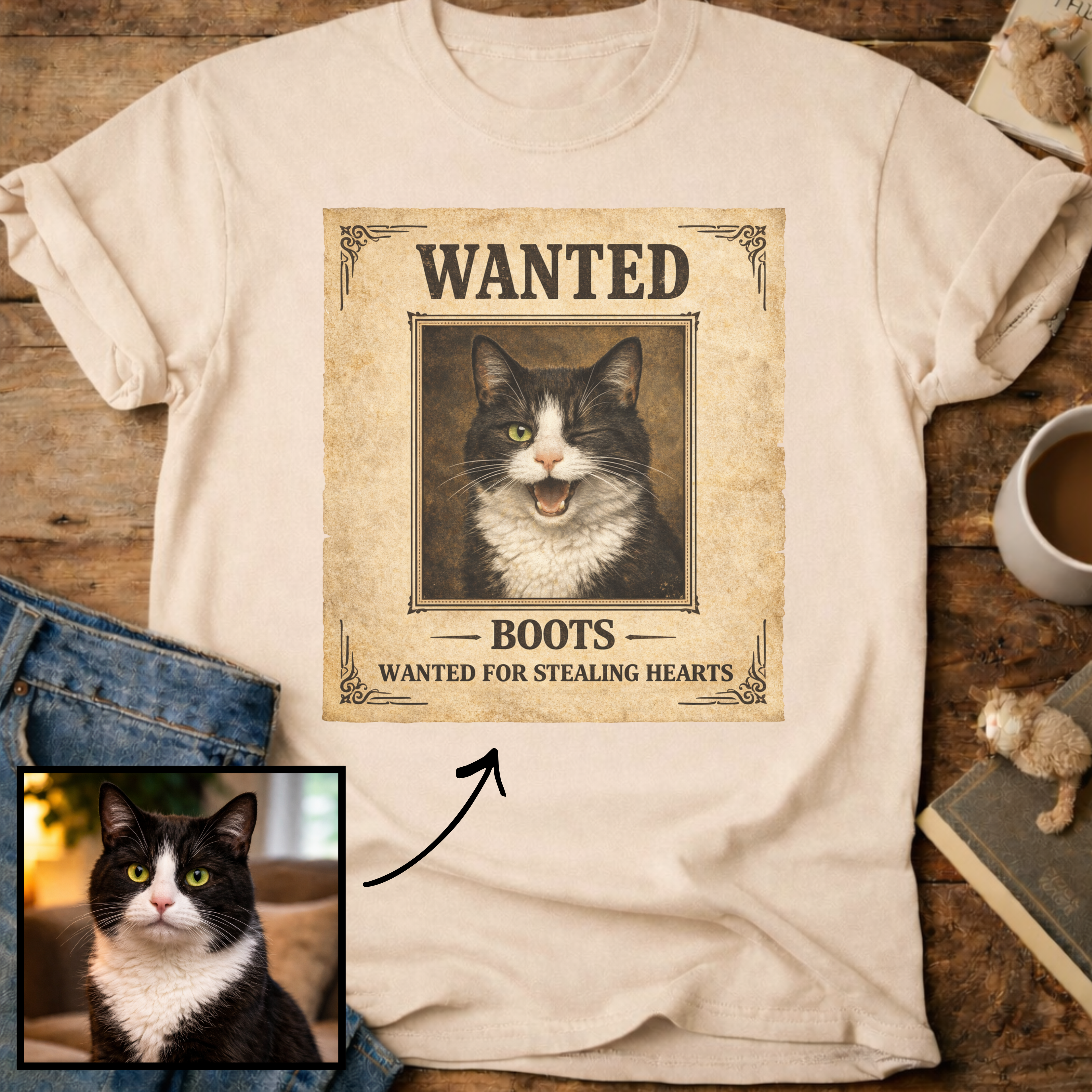 Personalized Wanted Cat T-Shirt