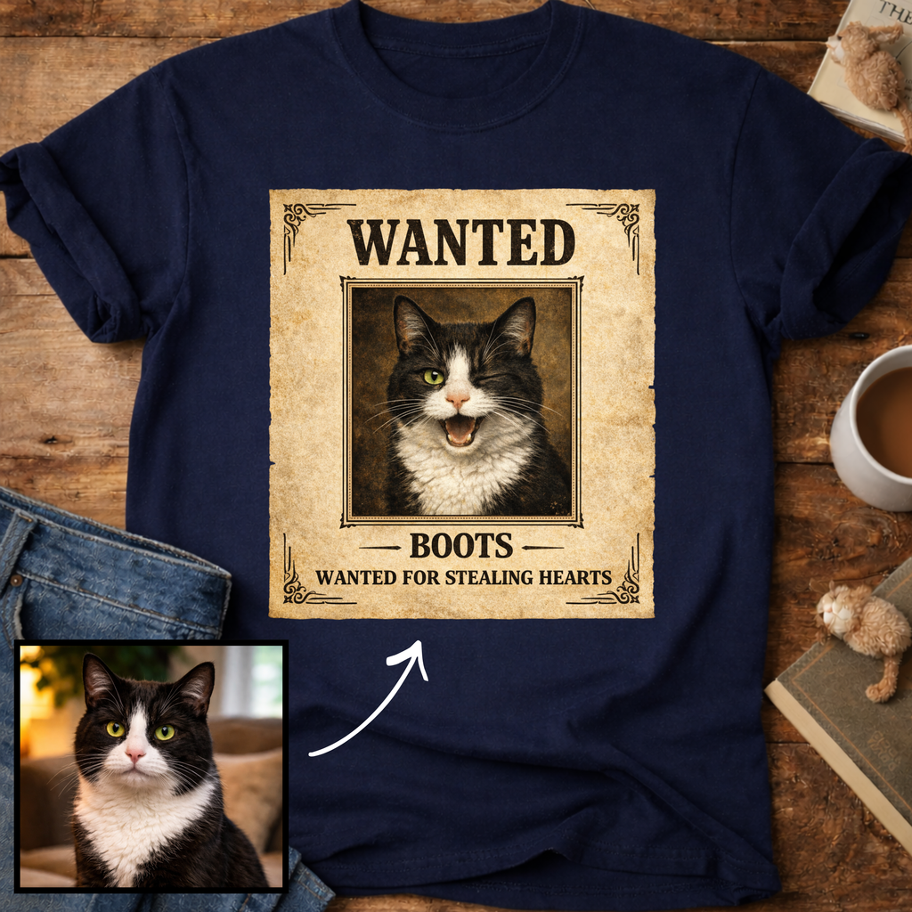 Personalized Wanted Cat T-Shirt
