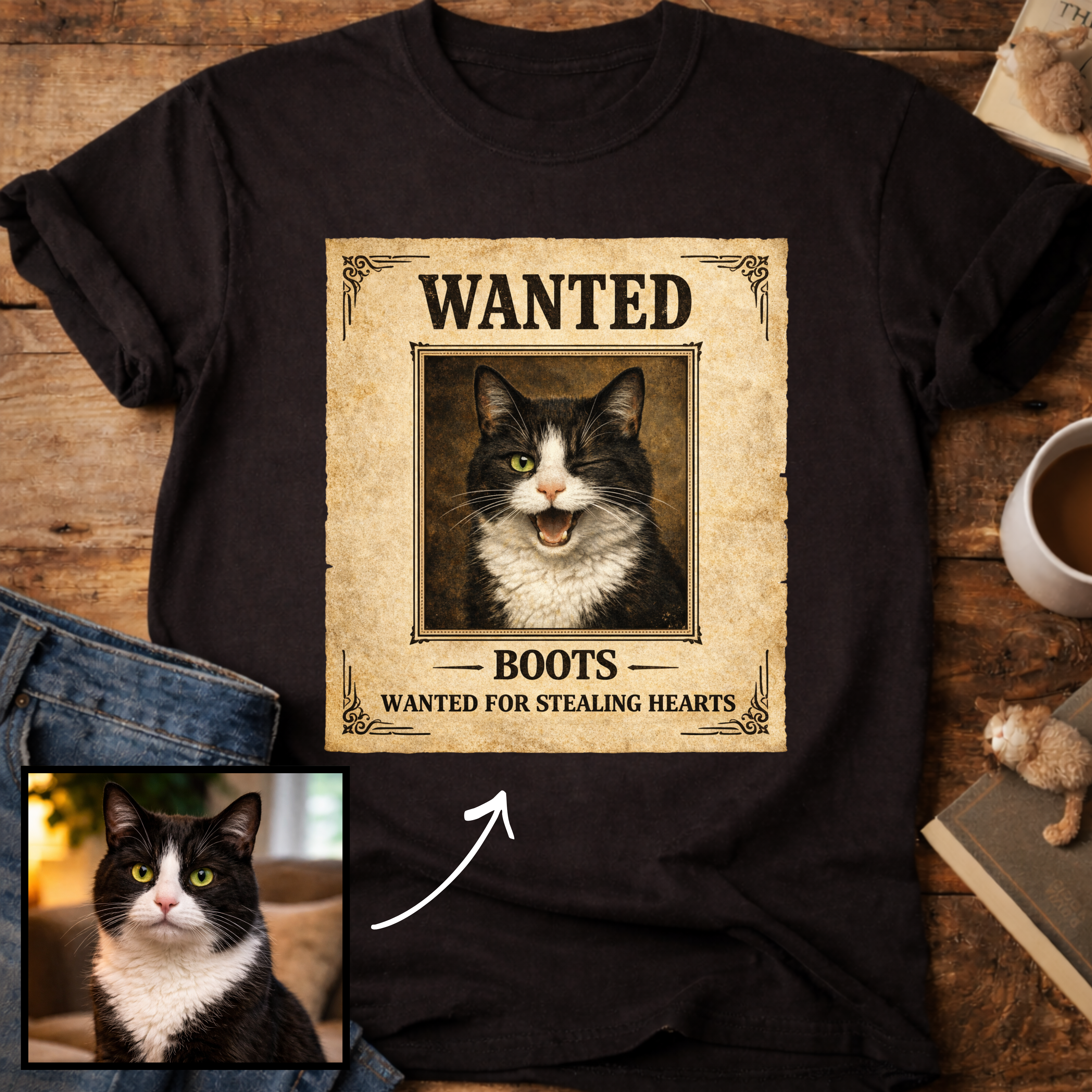 Personalized Wanted Cat T-Shirt