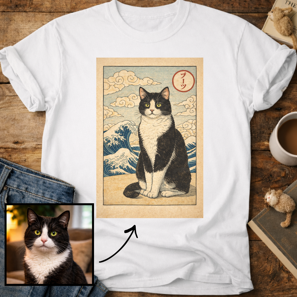 Personalized Japanese Style Design Cat T-Shirt