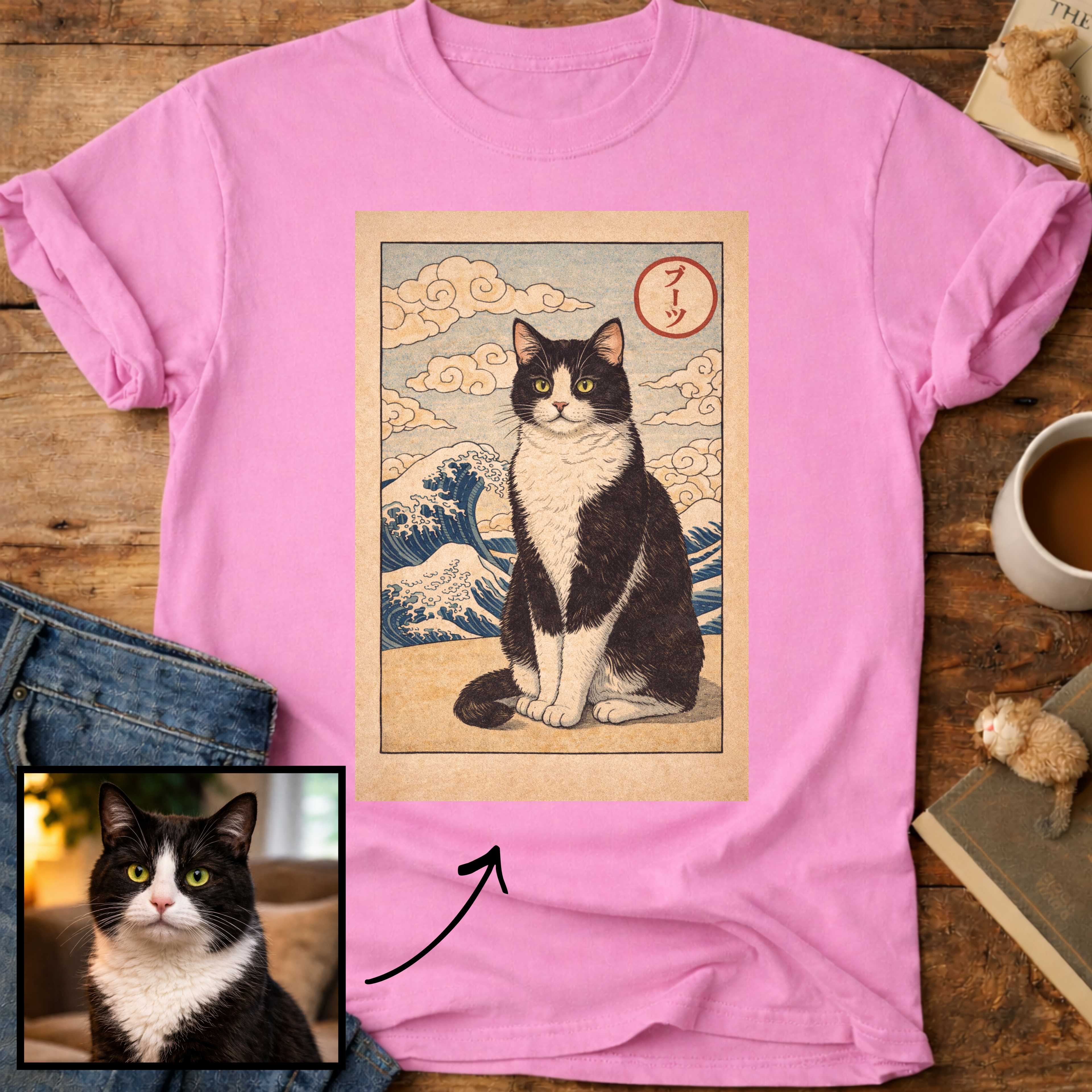 Personalized Japanese Style Design Cat T-Shirt