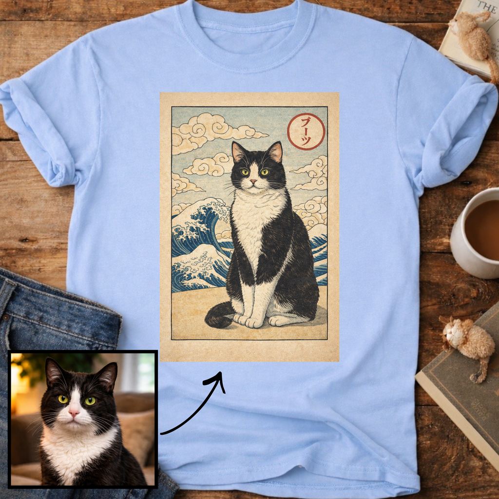 Personalized Japanese Style Design Cat T-Shirt