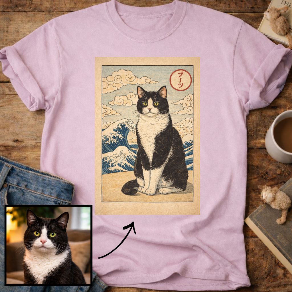 Personalized Japanese Style Design Cat T-Shirt