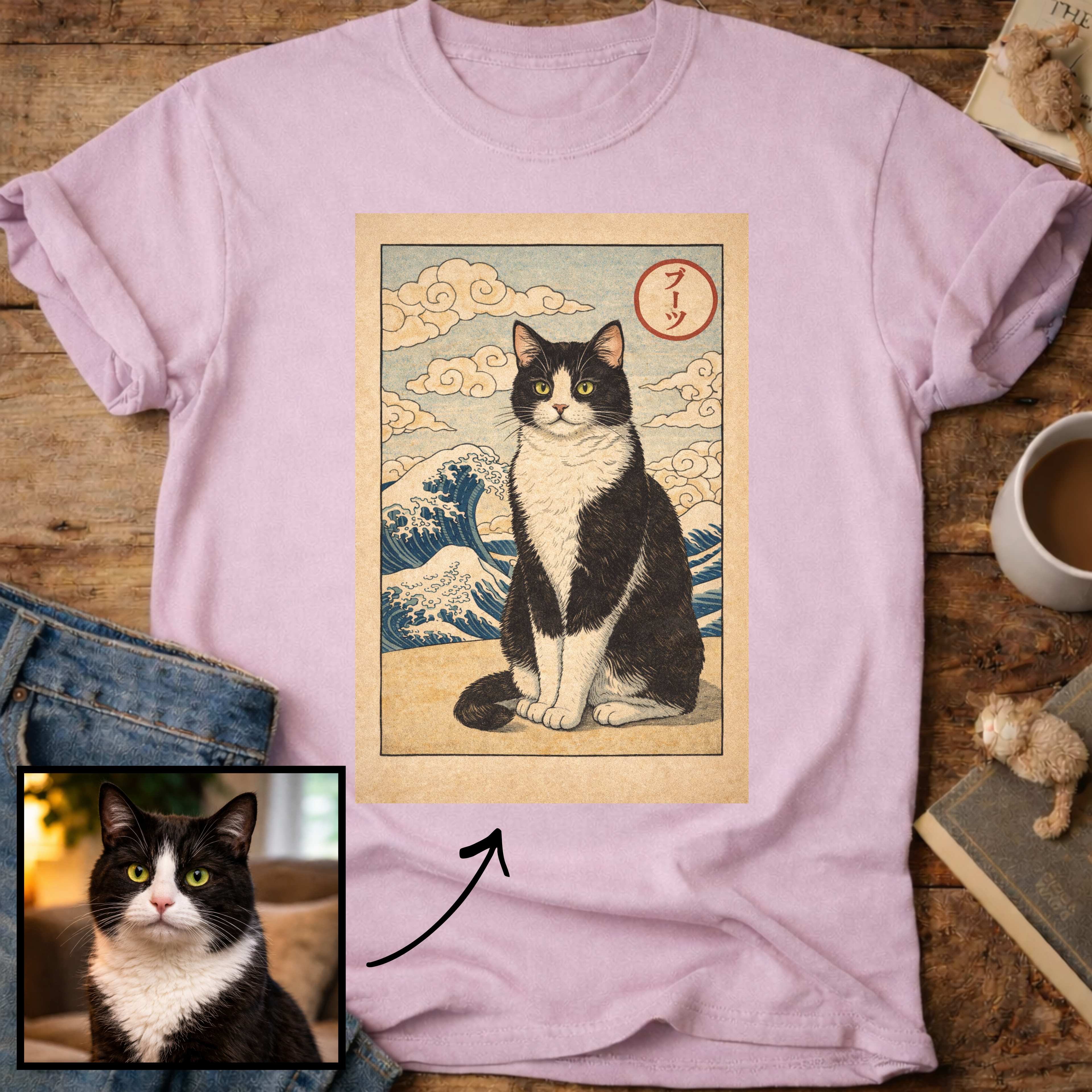 Personalized Japanese Style Design Cat T-Shirt