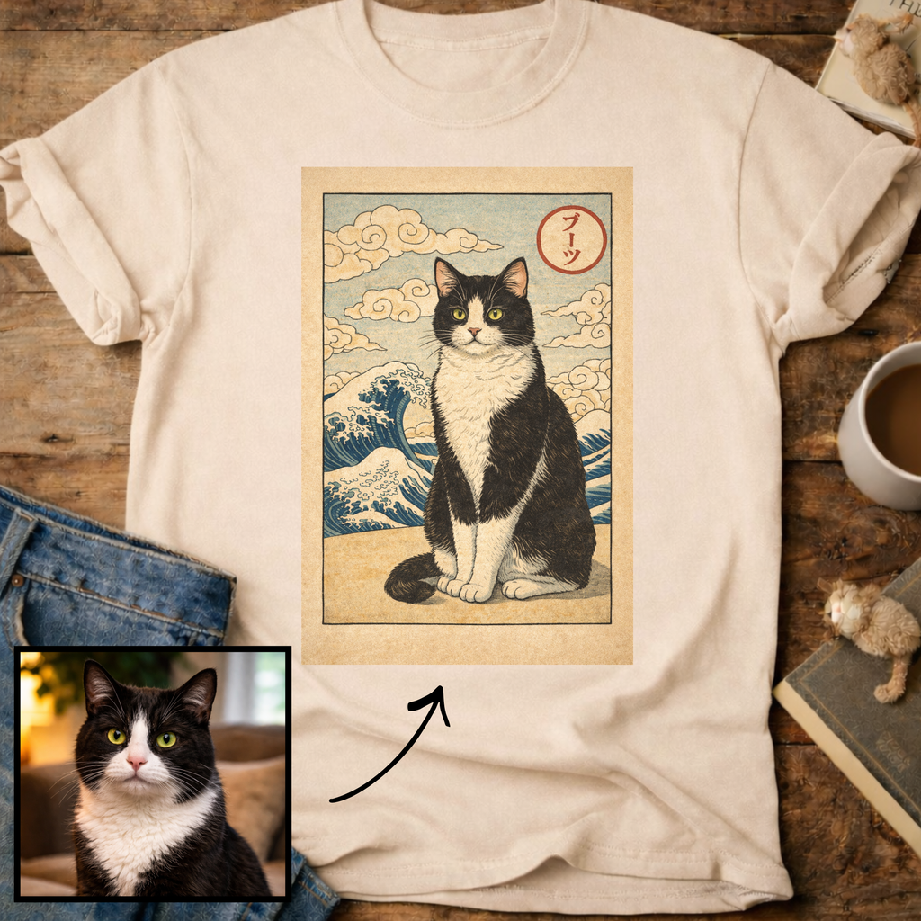 Personalized Japanese Style Design Cat T-Shirt