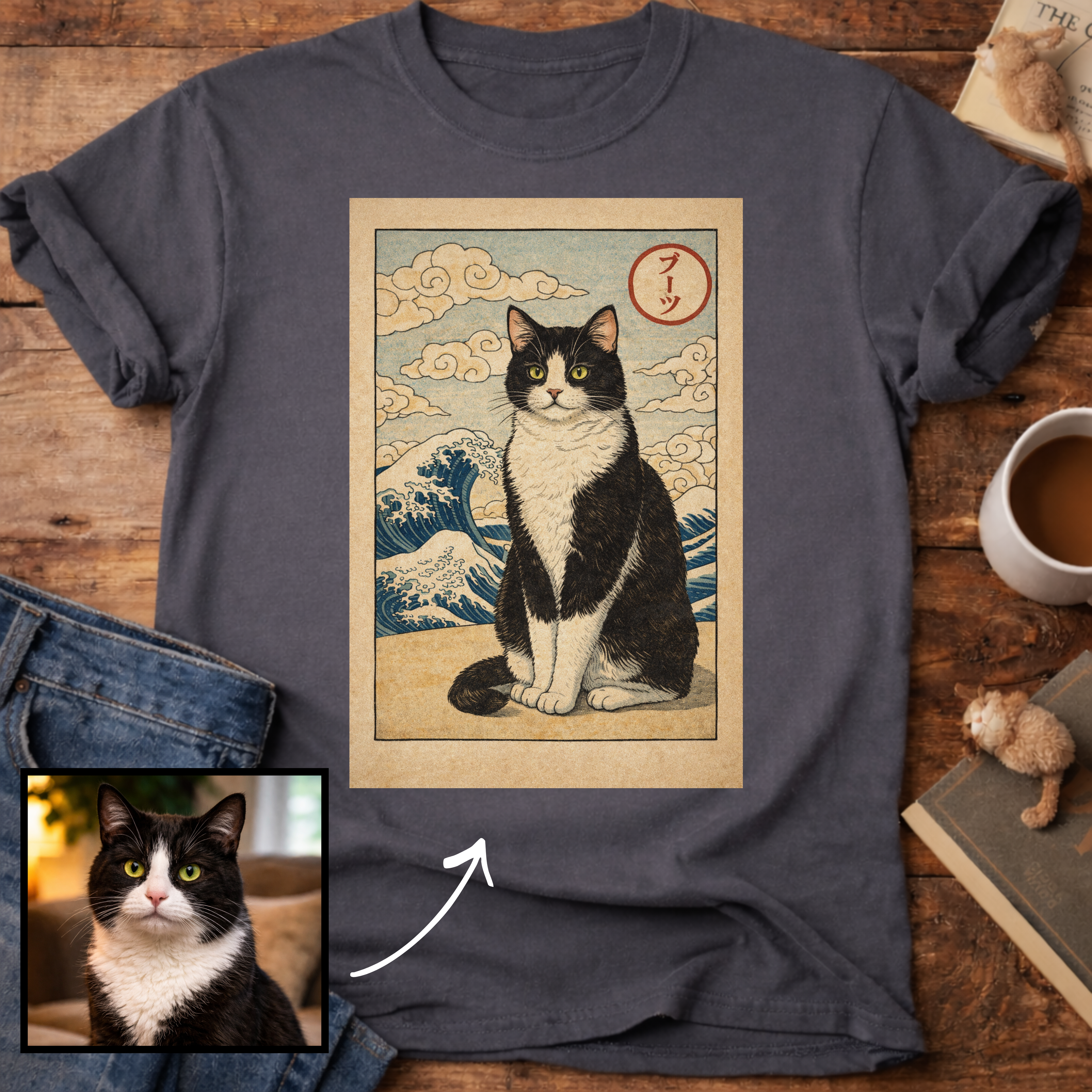 Personalized Japanese Style Design Cat T-Shirt