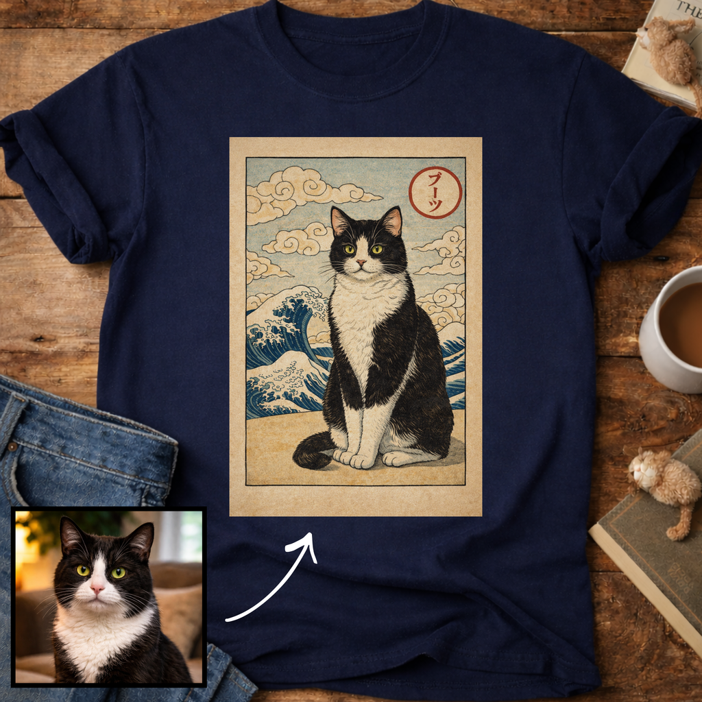 Personalized Japanese Style Design Cat T-Shirt