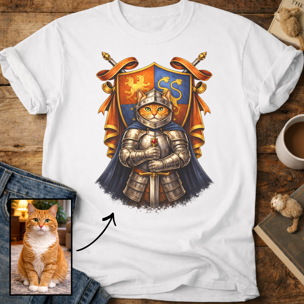 Personalized Medieval Knight Cat T-Shirt