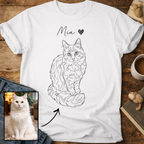 Personalized Cat Line Art T-Shirt