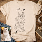 Personalized Cat Line Art T-Shirt