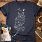 Personalized Cat Line Art T-Shirt