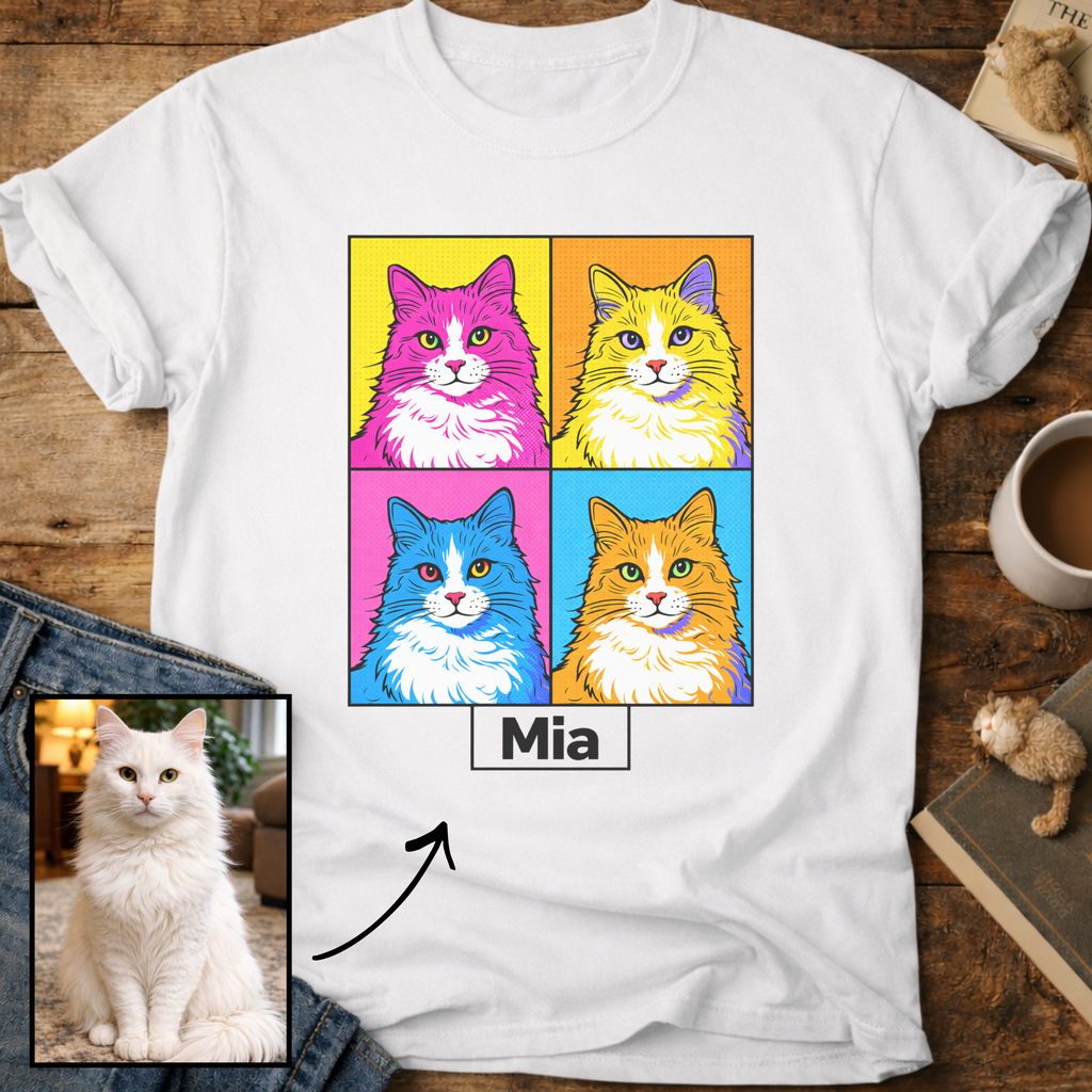 Personalized Pop Art Cat T-Shirt