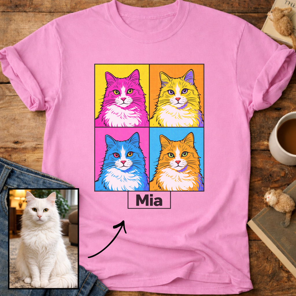 Personalized Pop Art Cat T-Shirt