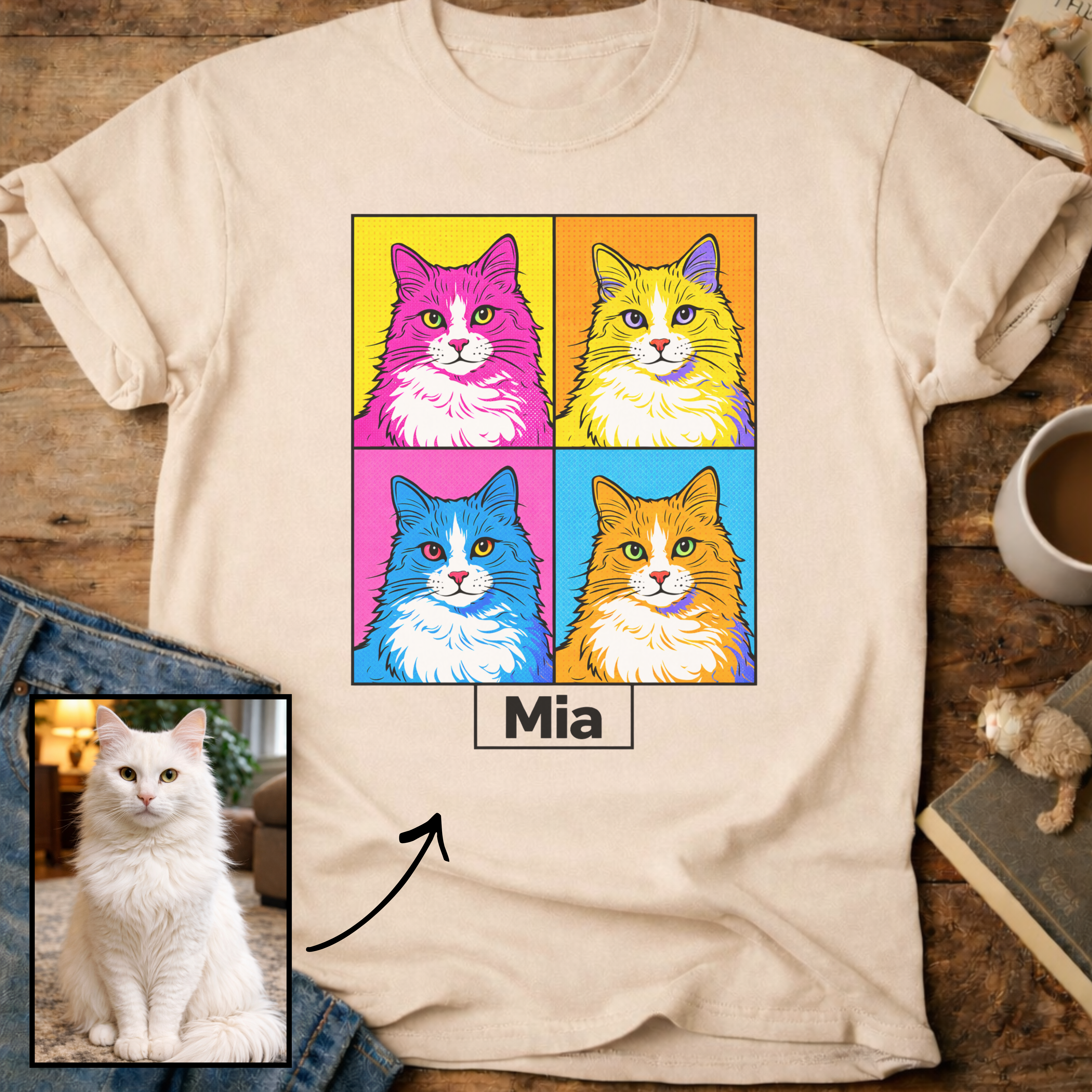Personalized Pop Art Cat T-Shirt