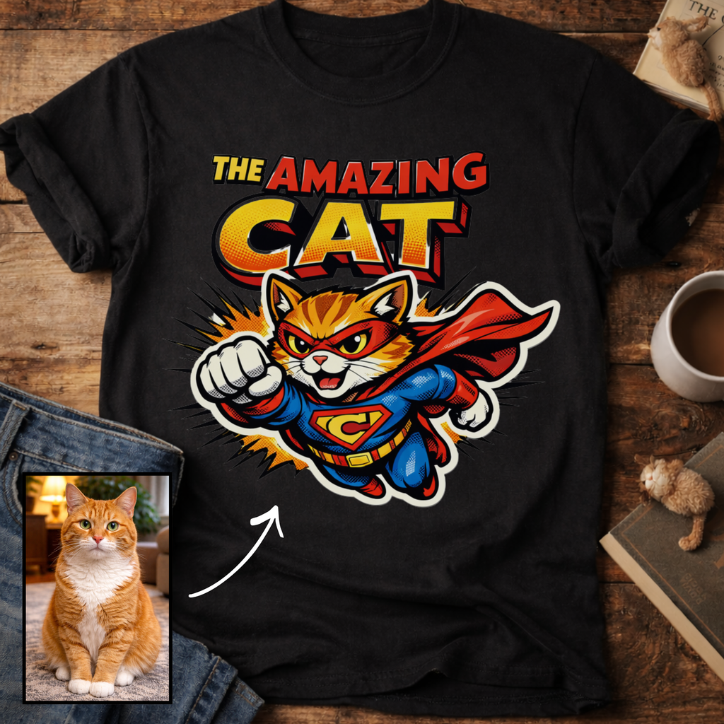 The Amazing Cat Superhero Personalized Custom T-Shirt