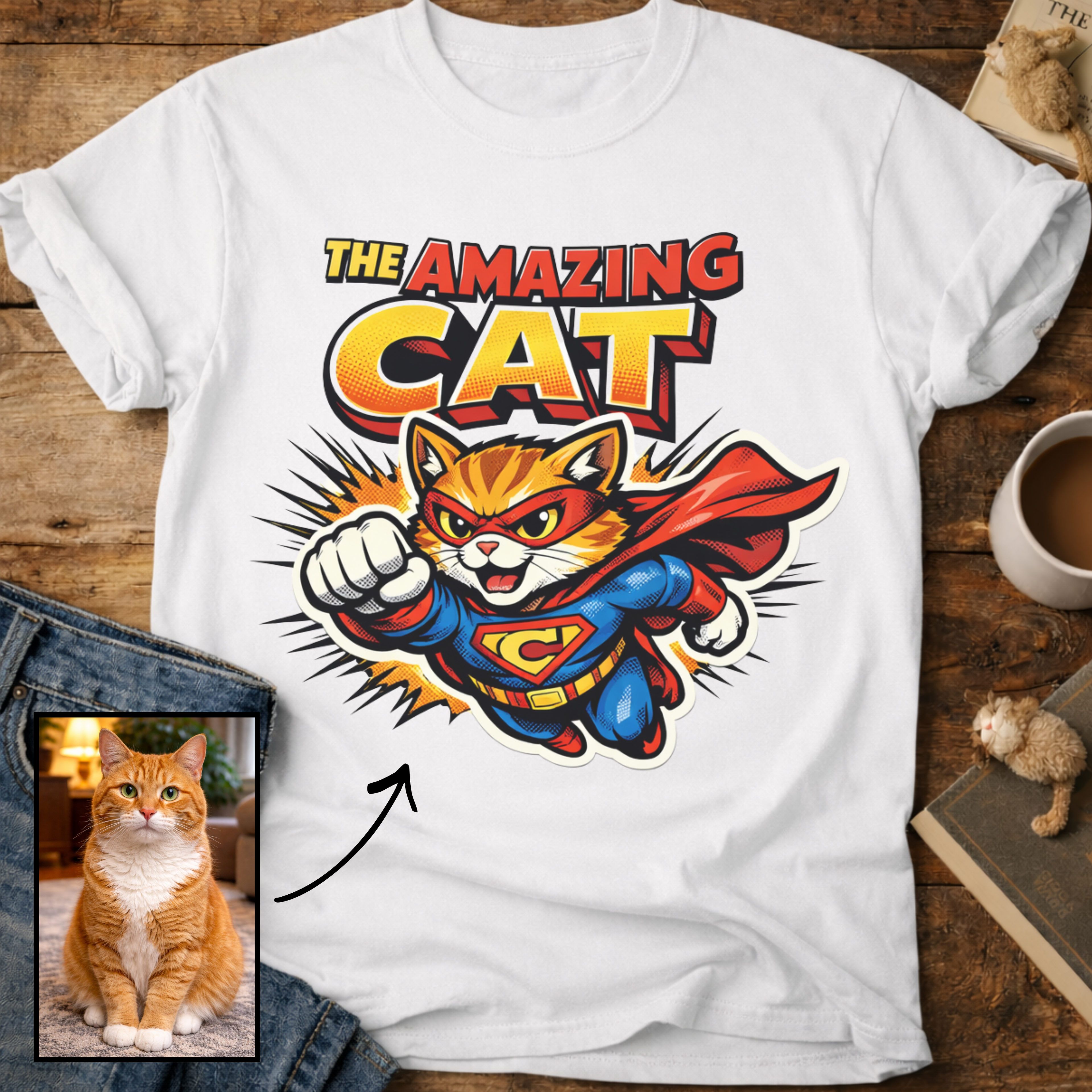 The Amazing Cat Superhero Personalized Custom T-Shirt