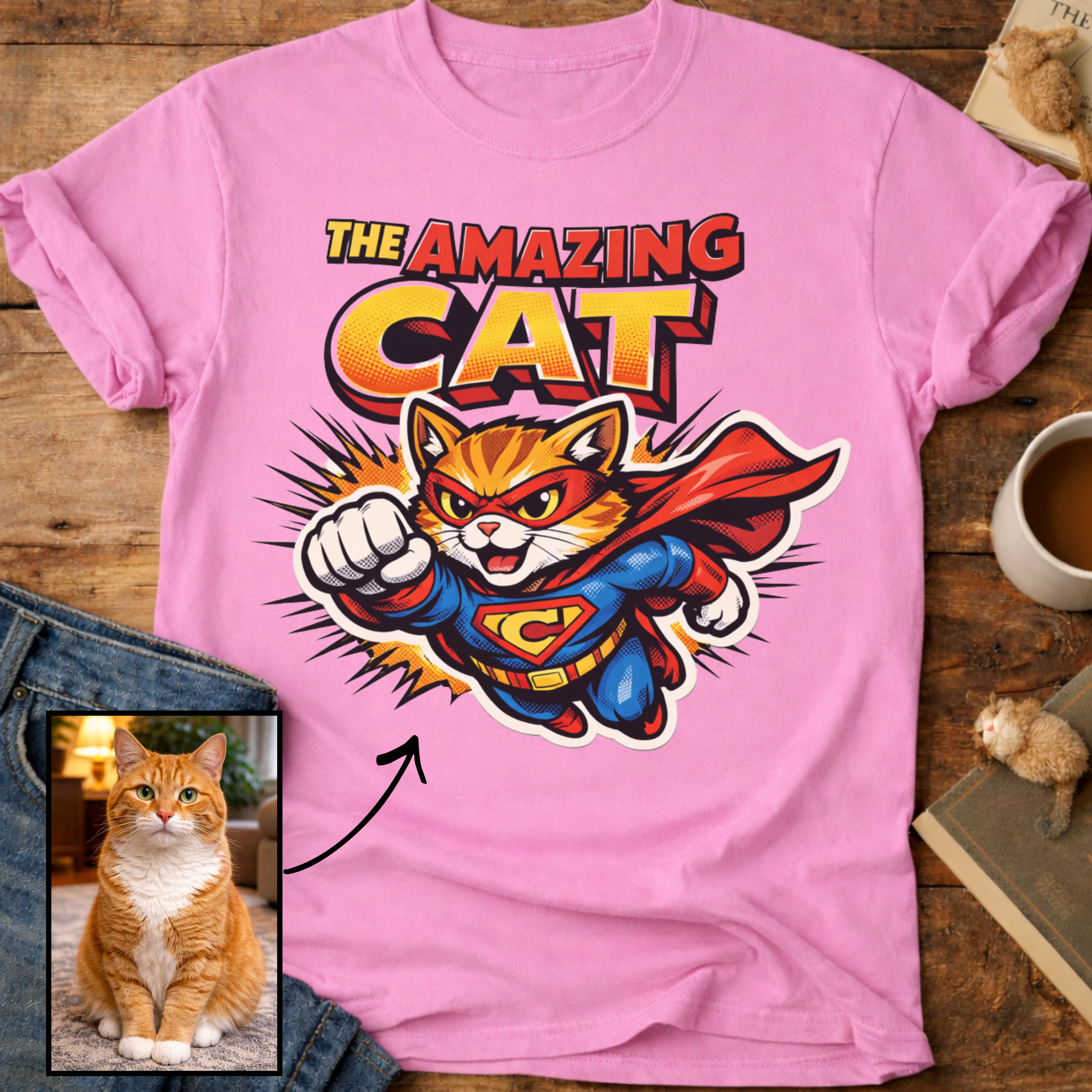 The Amazing Cat Superhero Personalized Custom T-Shirt