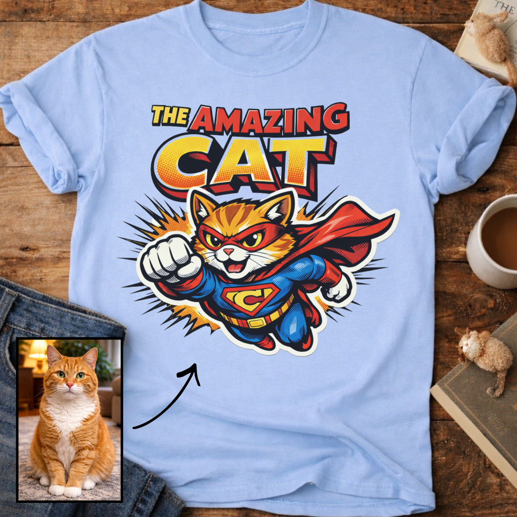 The Amazing Cat Superhero Personalized Custom T-Shirt