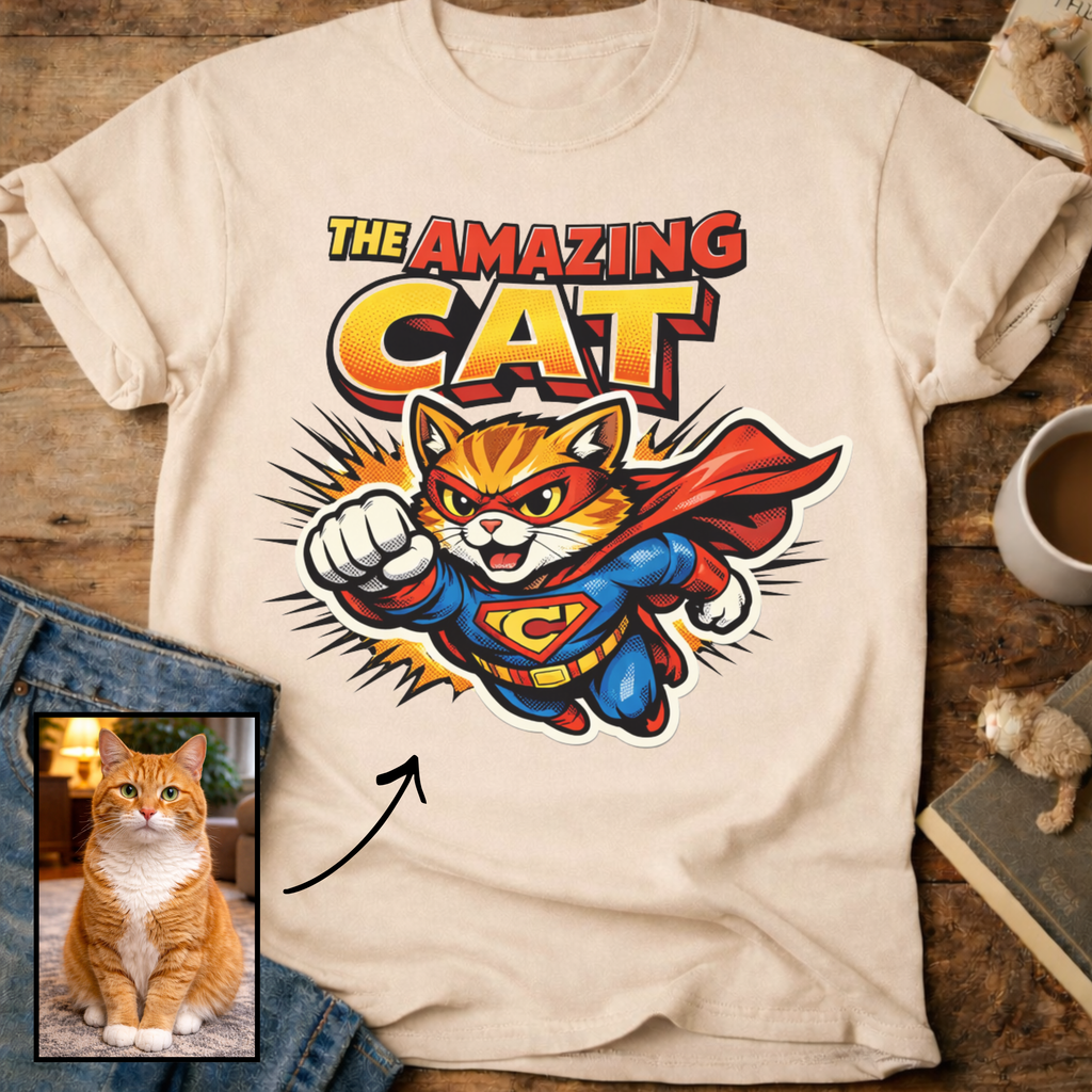 The Amazing Cat Superhero Personalized Custom T-Shirt
