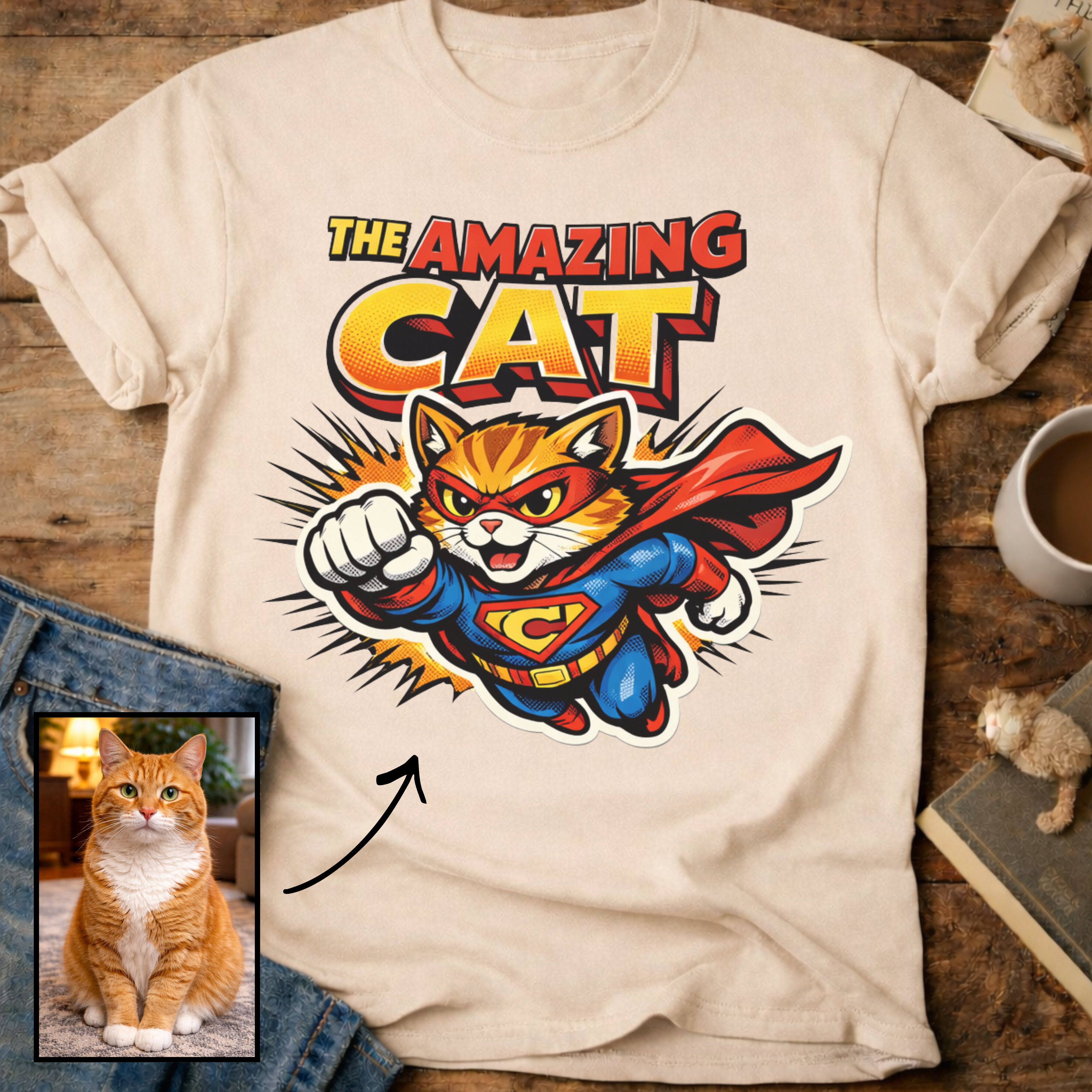 The Amazing Cat Superhero Personalized Custom T-Shirt