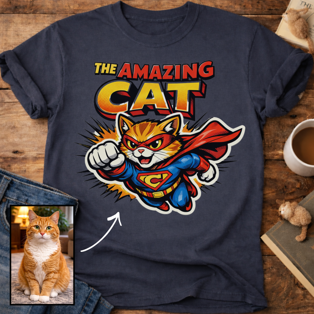 The Amazing Cat Superhero Personalized Custom T-Shirt