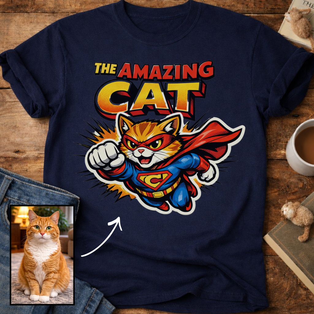 The Amazing Cat Superhero Personalized Custom T-Shirt