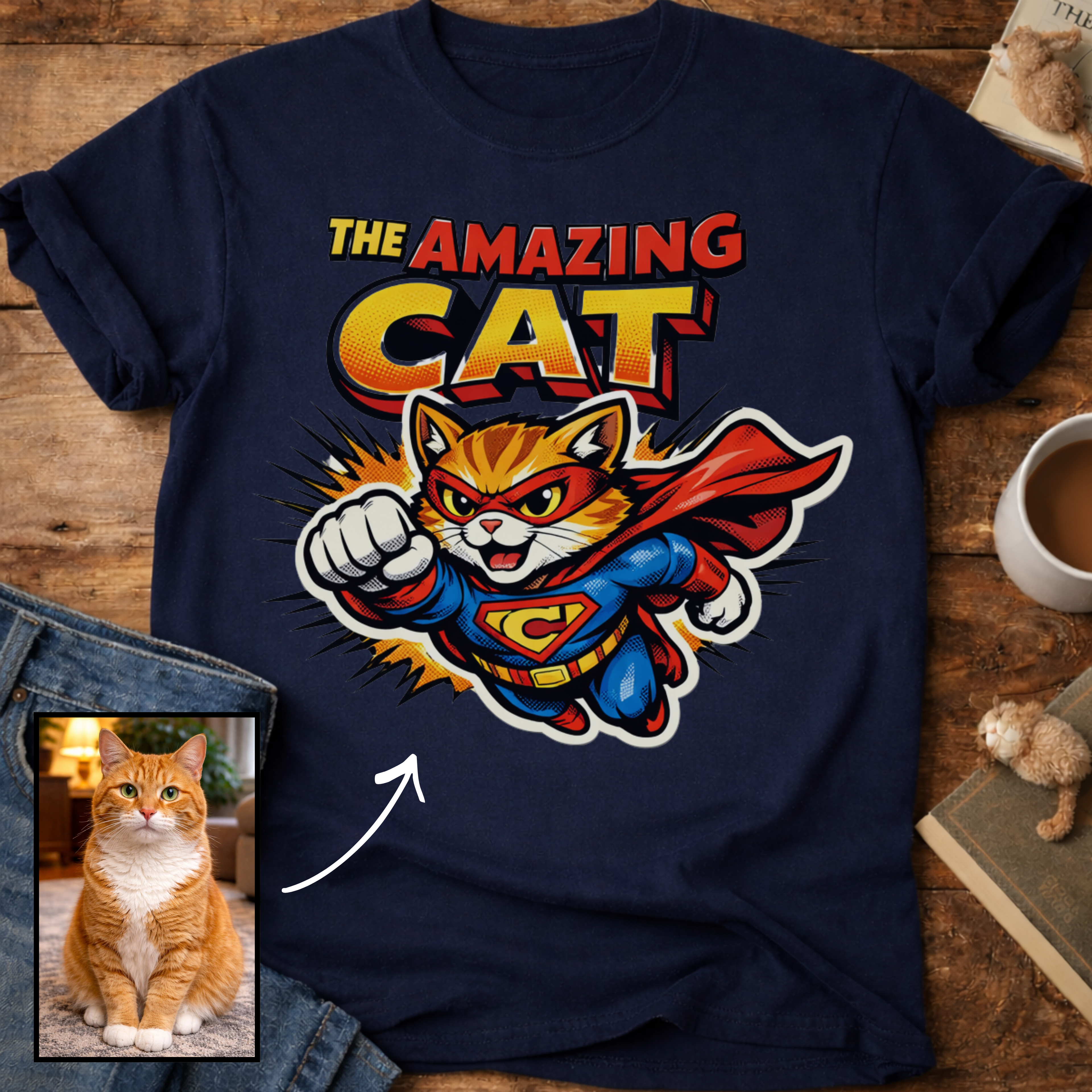 The Amazing Cat Superhero Personalized Custom T-Shirt