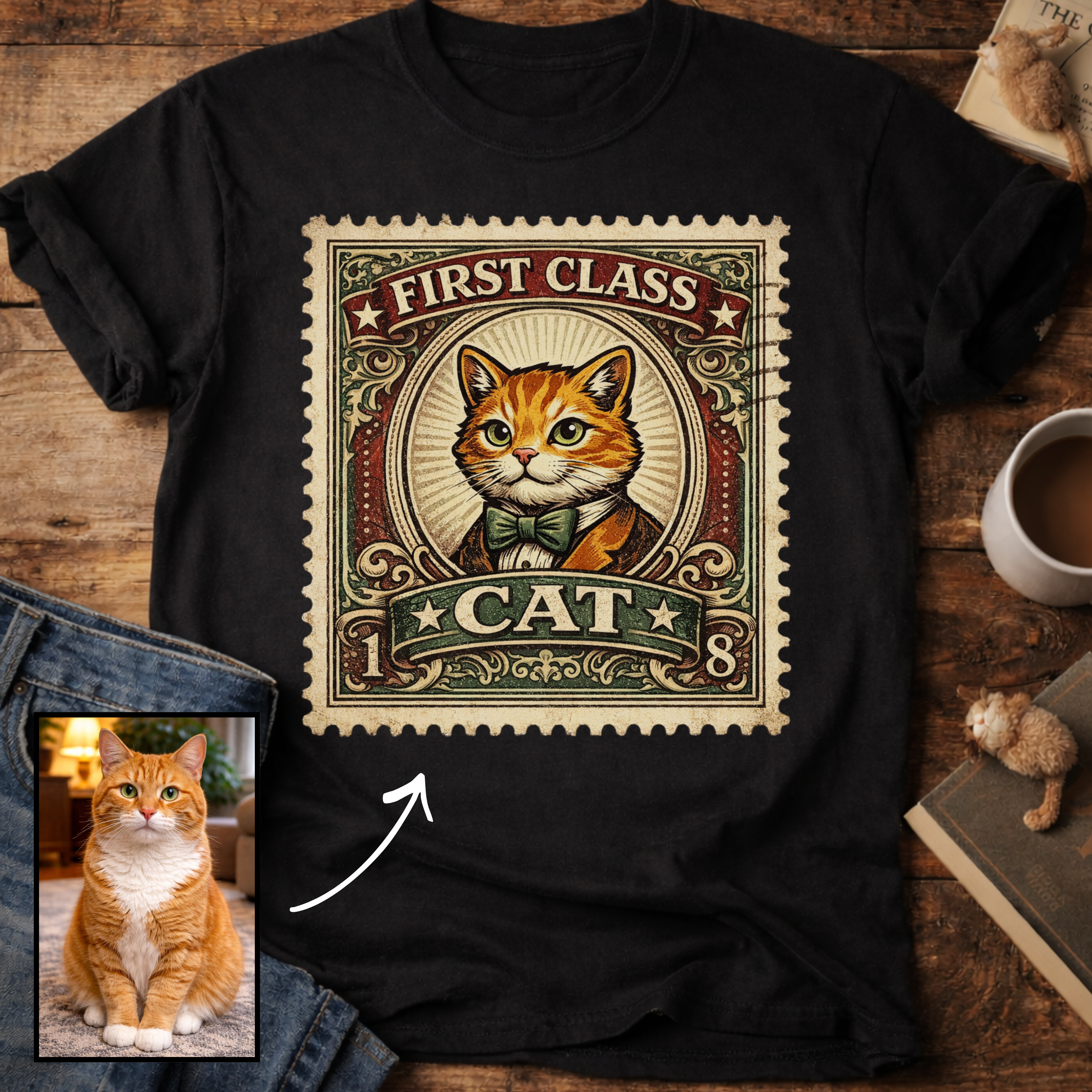 First Class Stamp Custom Personalized Cat T-Shirt