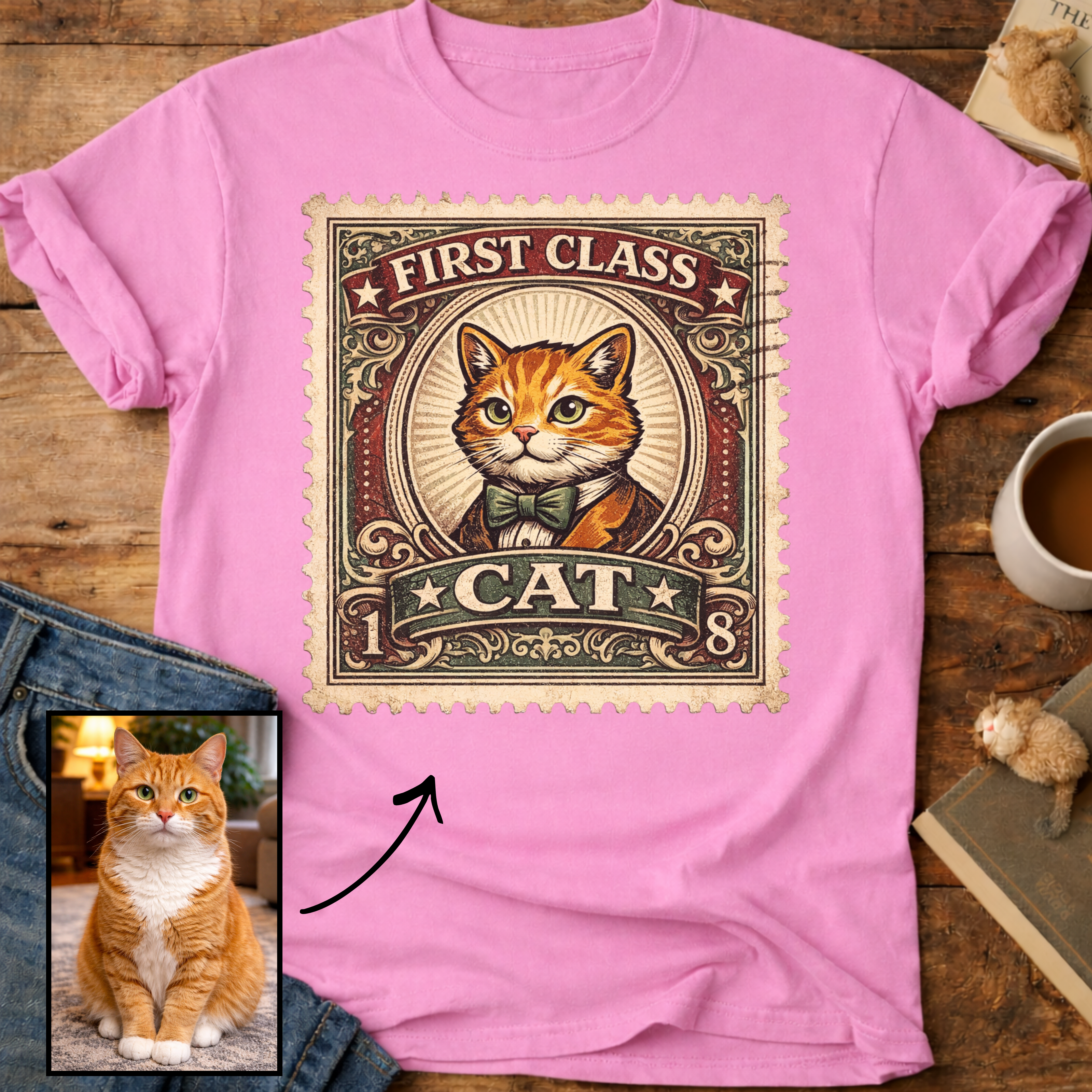 First Class Stamp Custom Personalized Cat T-Shirt