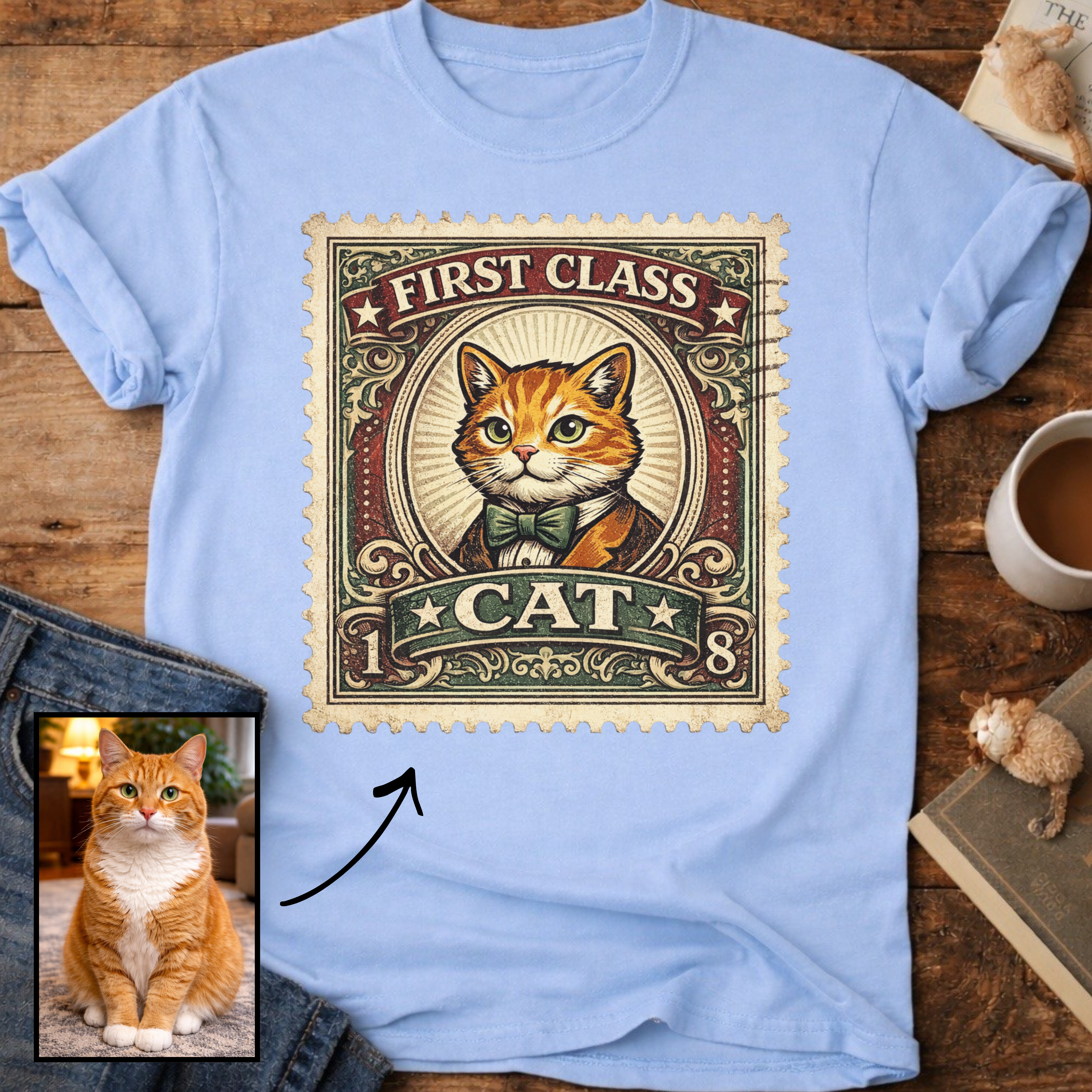 First Class Stamp Custom Personalized Cat T-Shirt