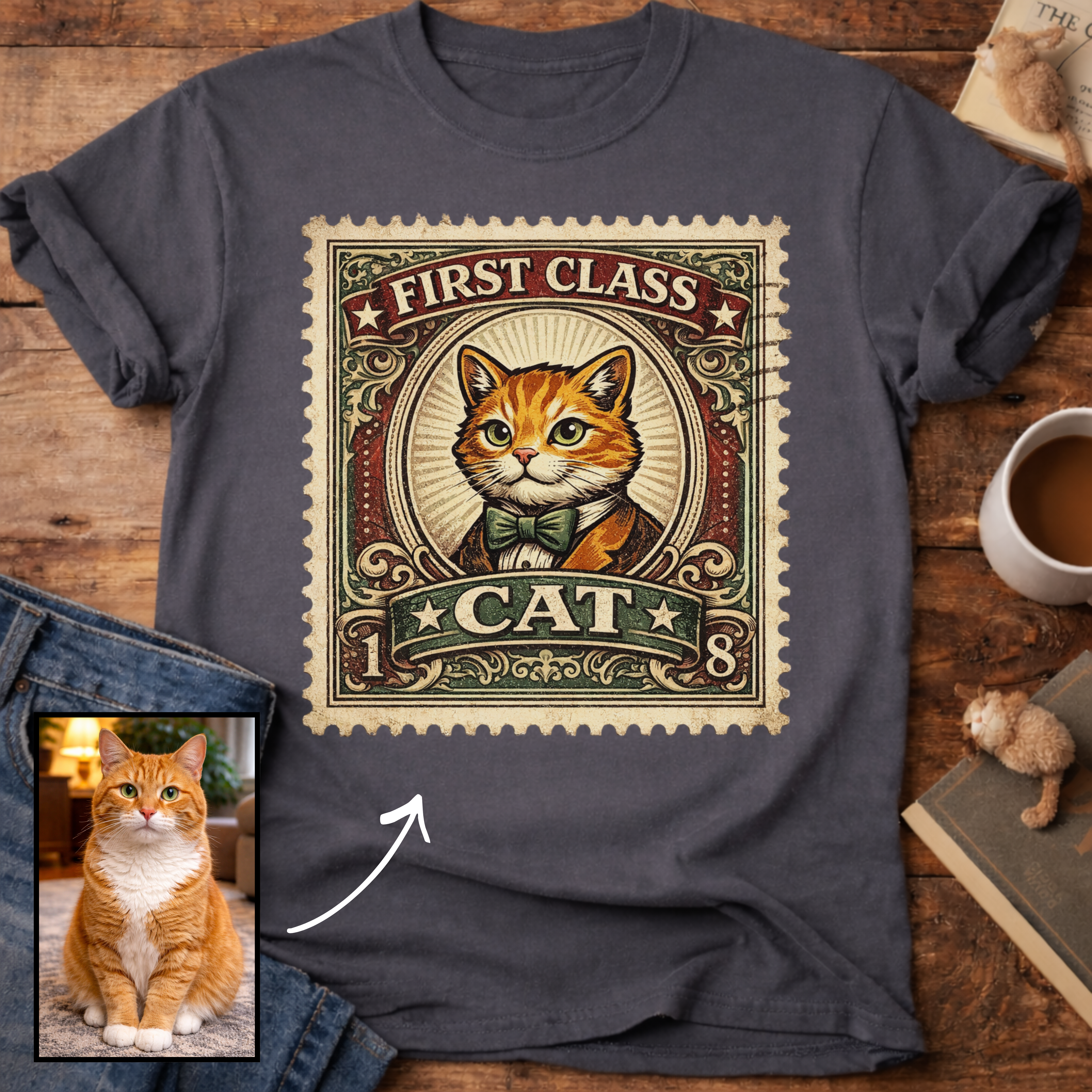 First Class Stamp Custom Personalized Cat T-Shirt
