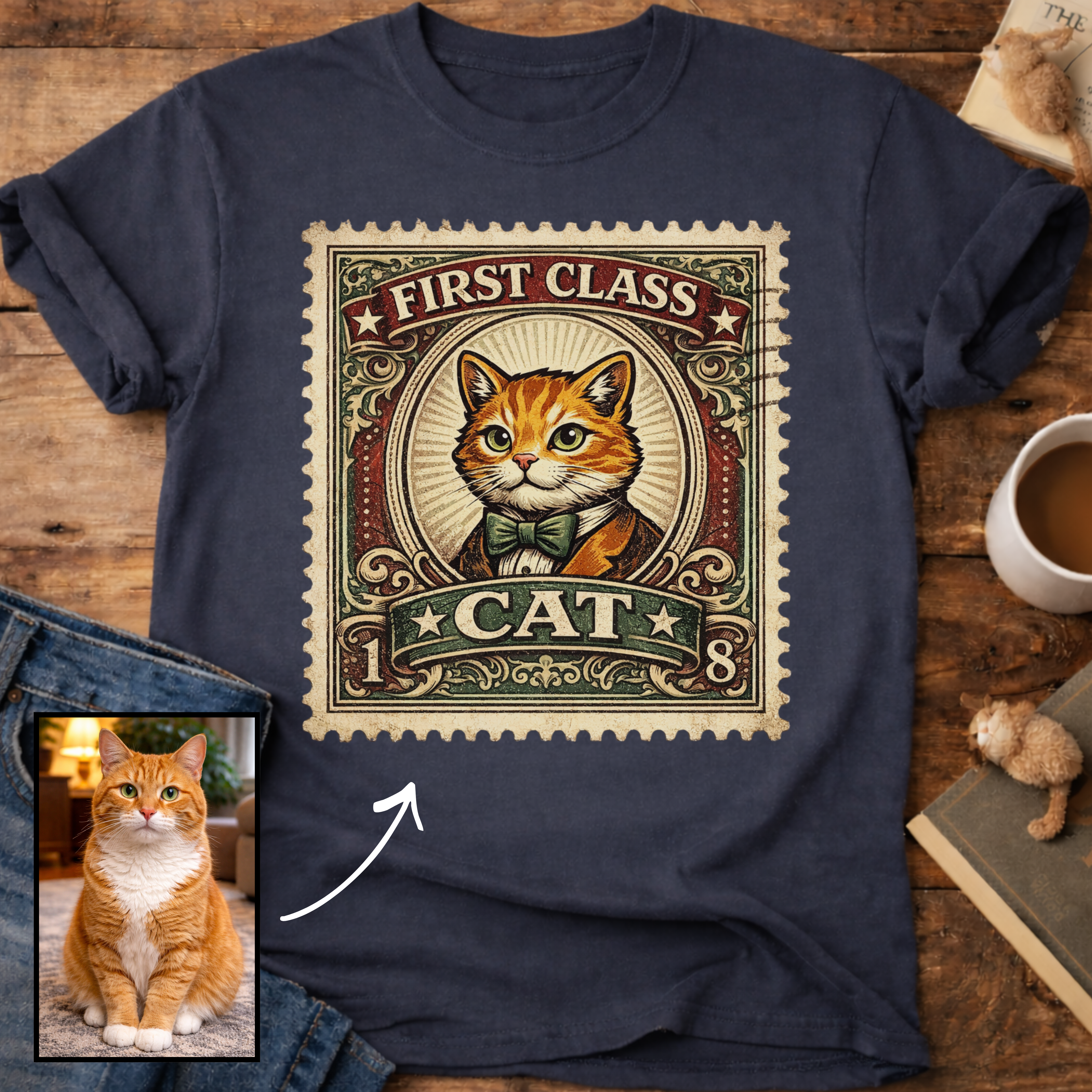 First Class Stamp Custom Personalized Cat T-Shirt