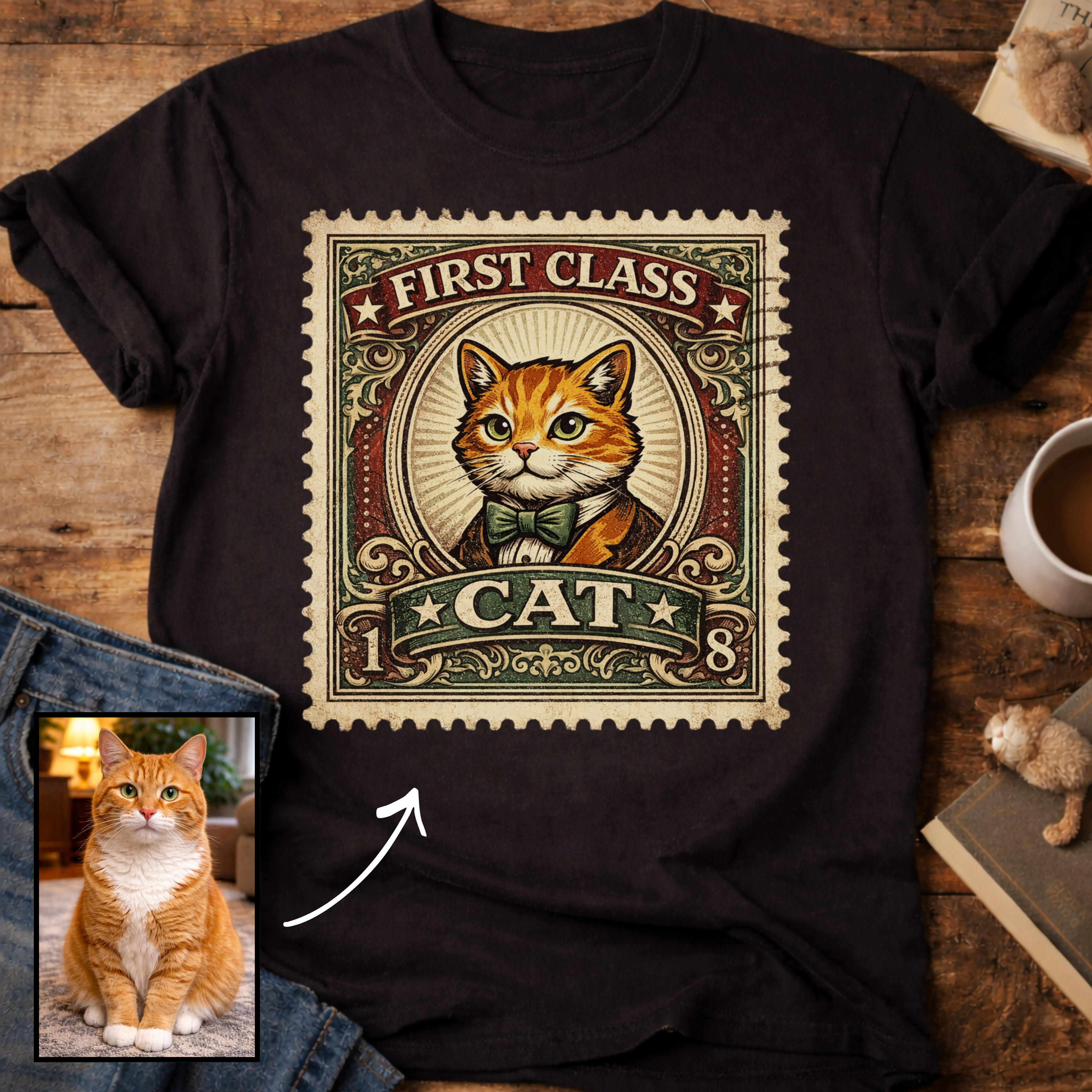 First Class Stamp Custom Personalized Cat T-Shirt