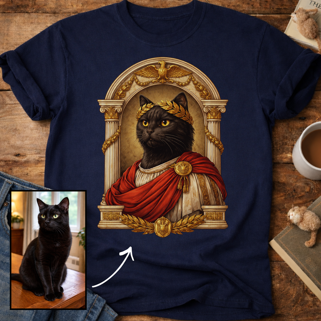 Laureled Emperor Cat Portrait Personalized T-Shirt