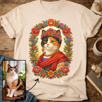Floral Muse Cat Art Portrait Personalized T-Shirt