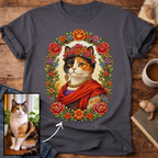 Floral Muse Cat Art Portrait Personalized T-Shirt