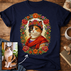 Floral Muse Cat Art Portrait Personalized T-Shirt